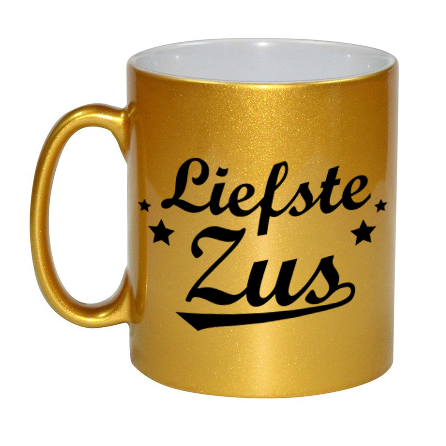 Liefste zus cadeau gouden mok / beker sterren 330 ml -
