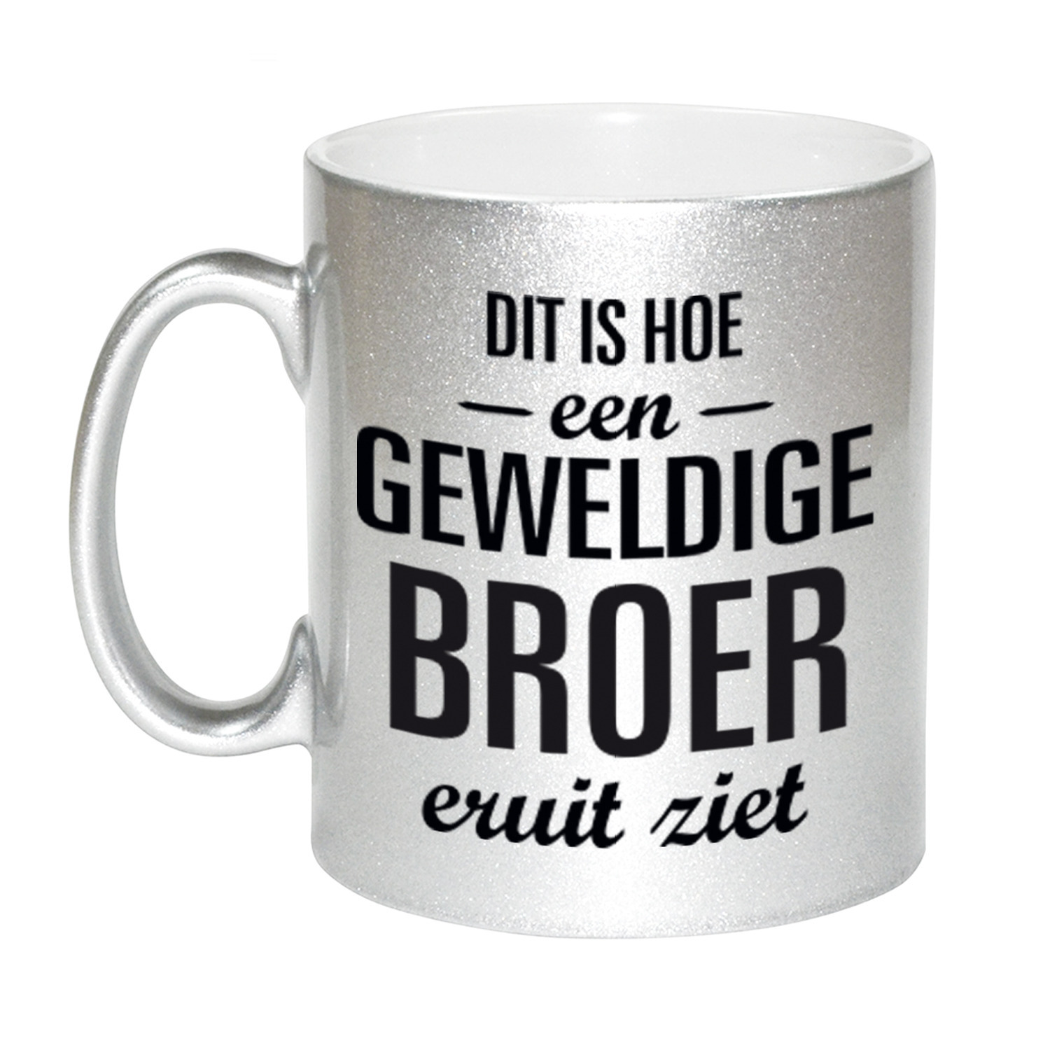 Zilveren geweldige broer cadeau koffiemok / theebeker 330 ml -