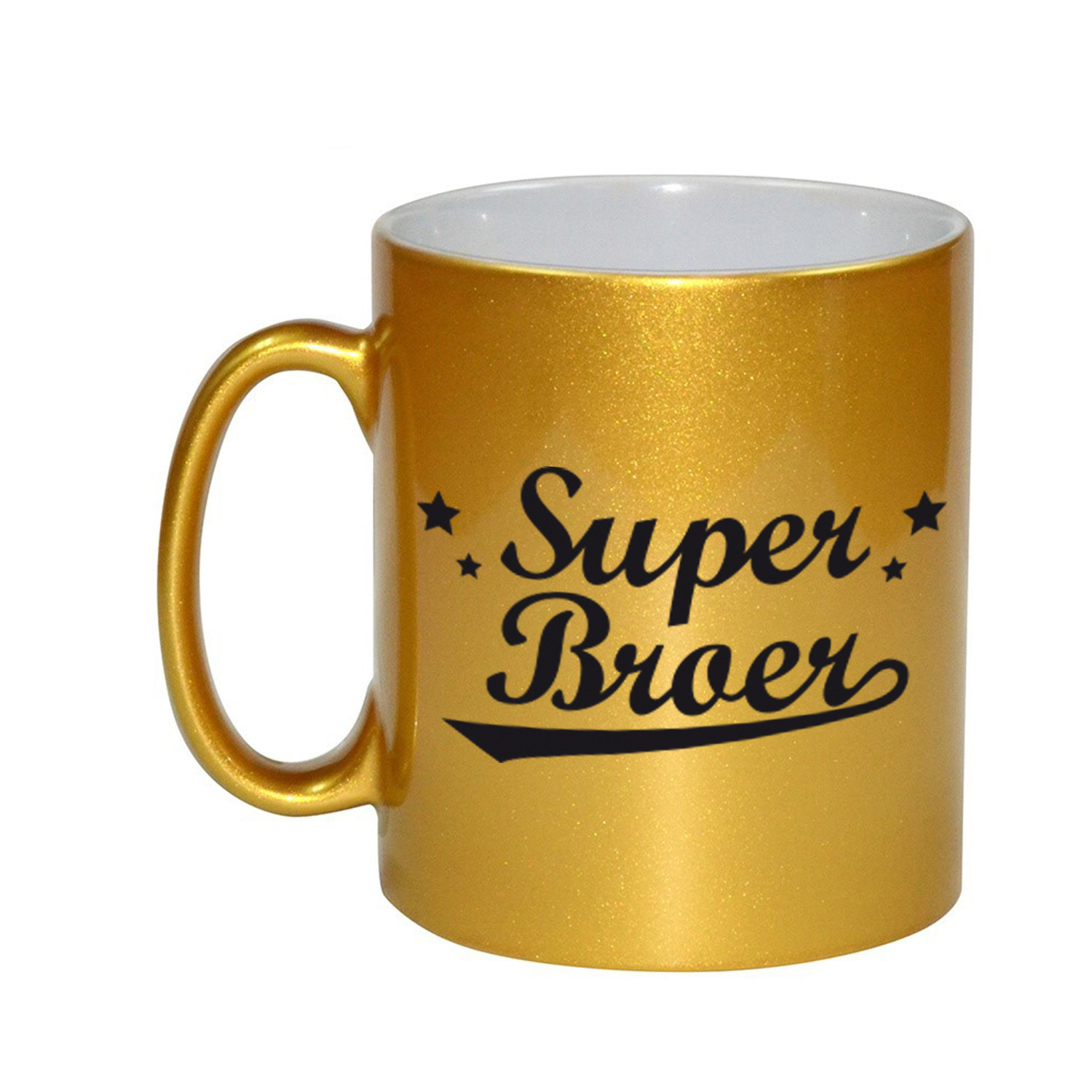 Super broer cadeau gouden mok / beker sterren 330 ml -