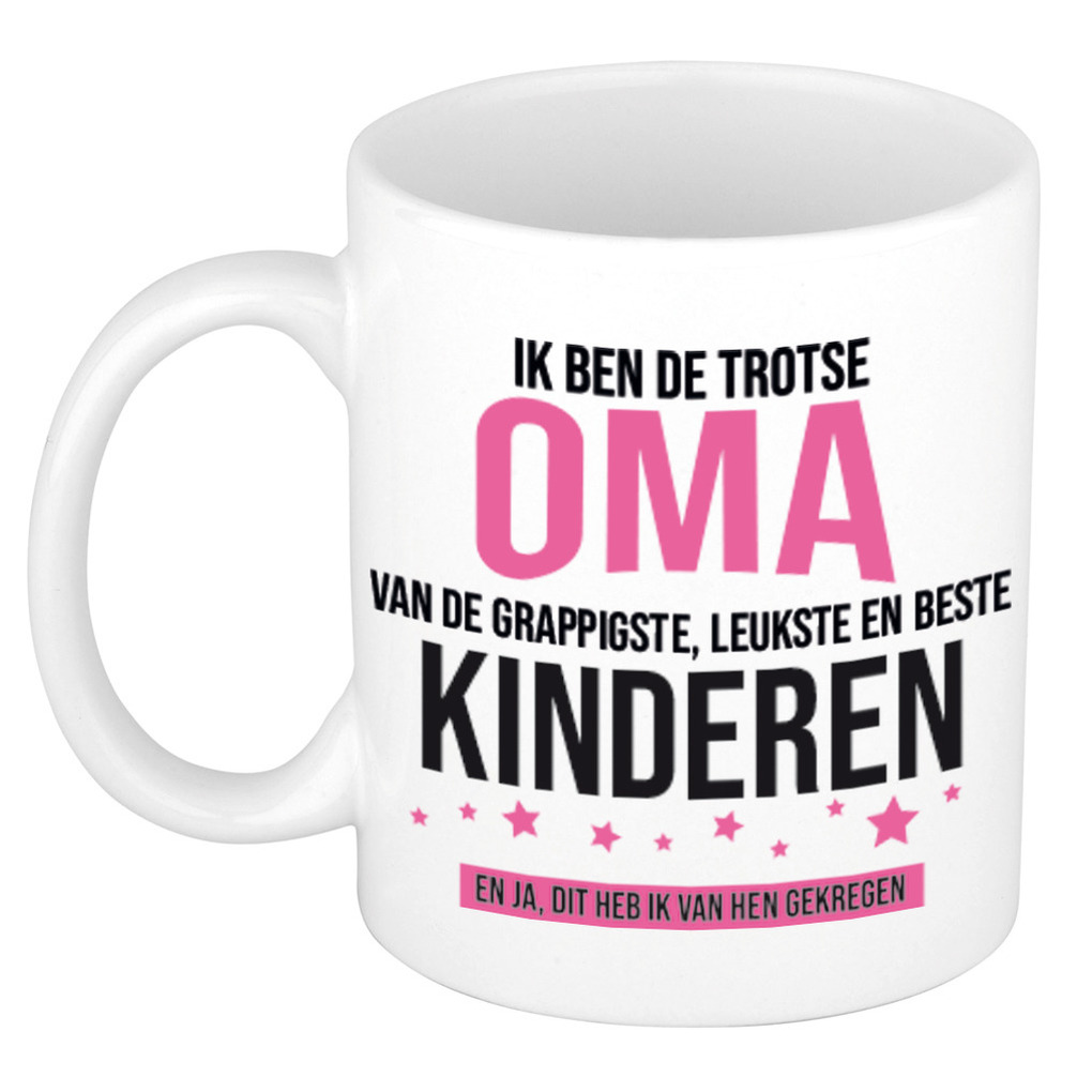 Trotse oma van leukste kinderen cadeau koffiemok / theebeker 300 ml -