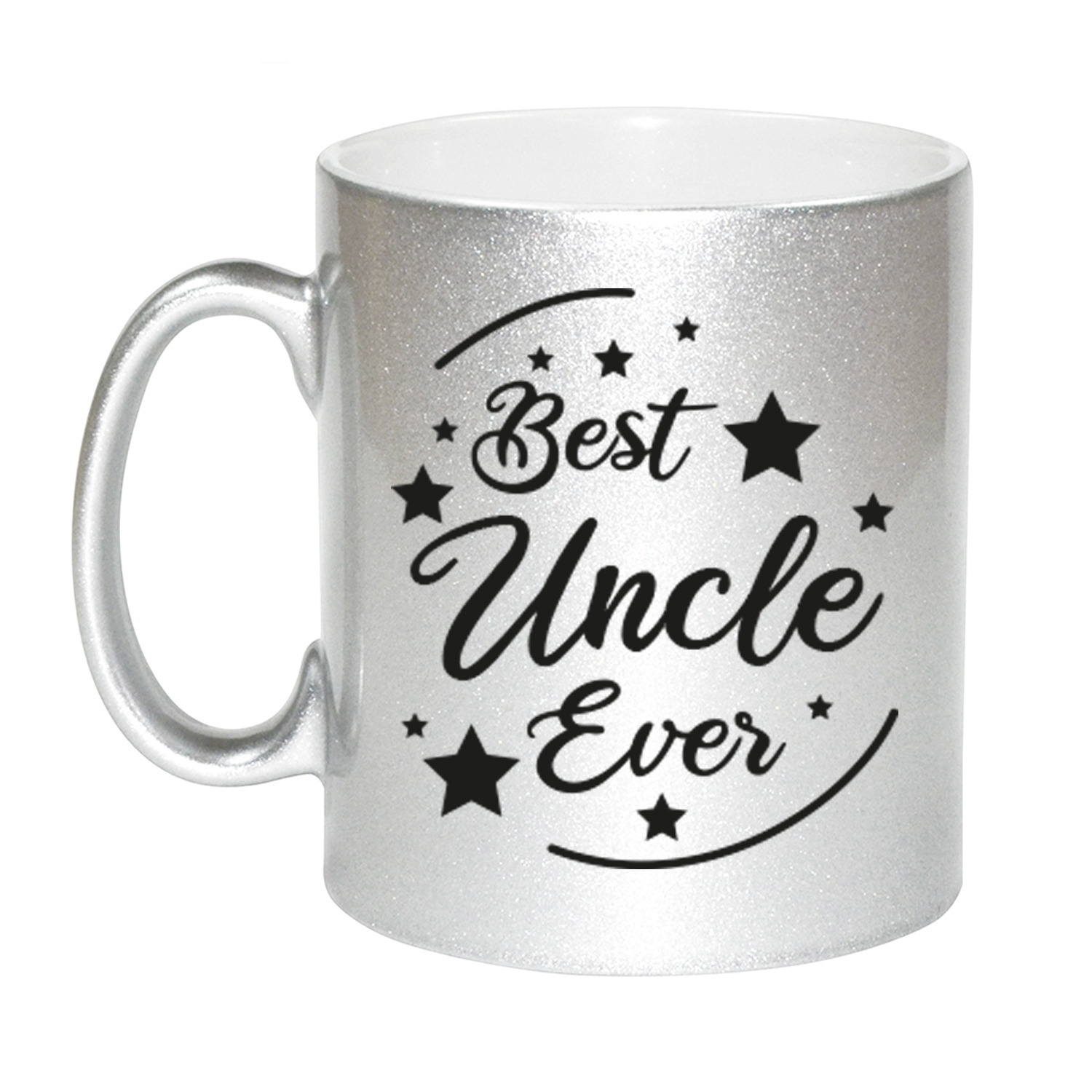 Zilveren Best Uncle Ever cadeau koffiemok / theebeker 330 ml -