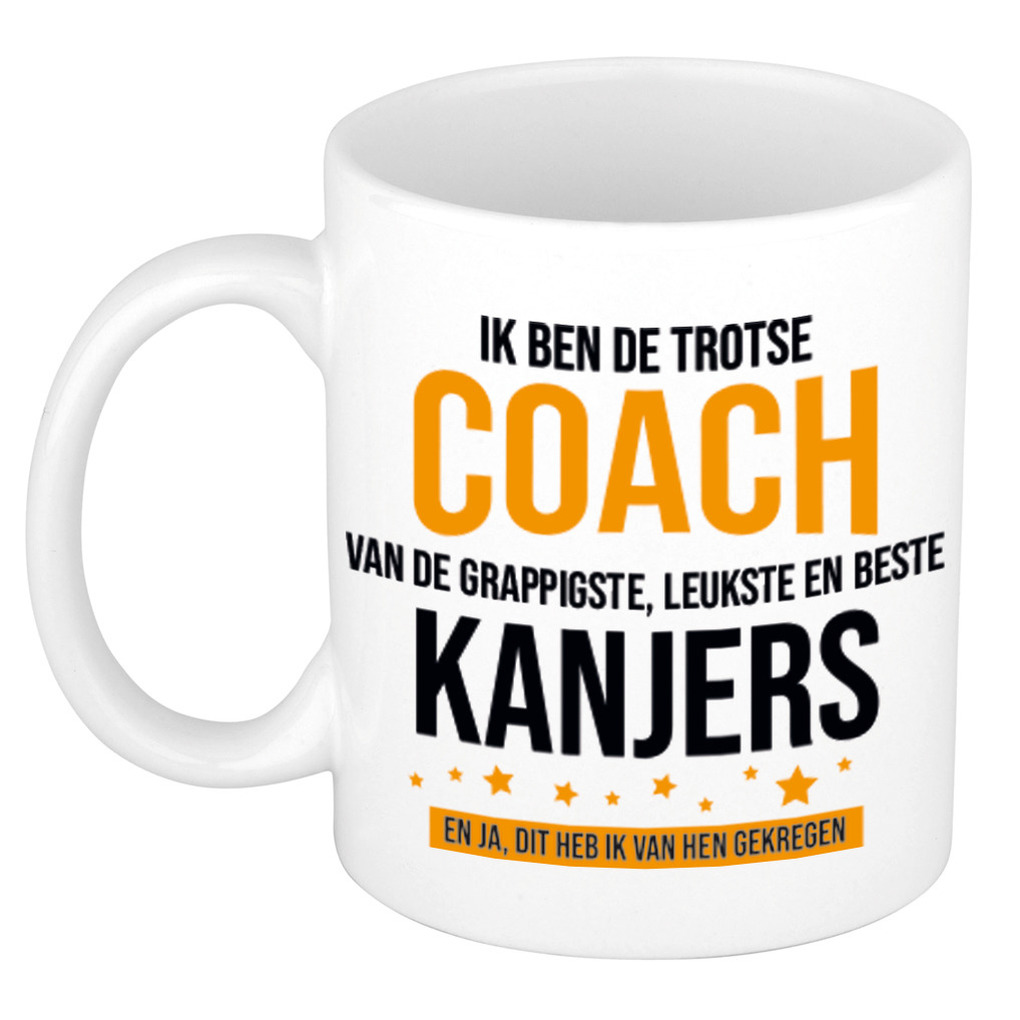 Trotse coach kanjers cadeau koffiemok / theebeker 300 ml -