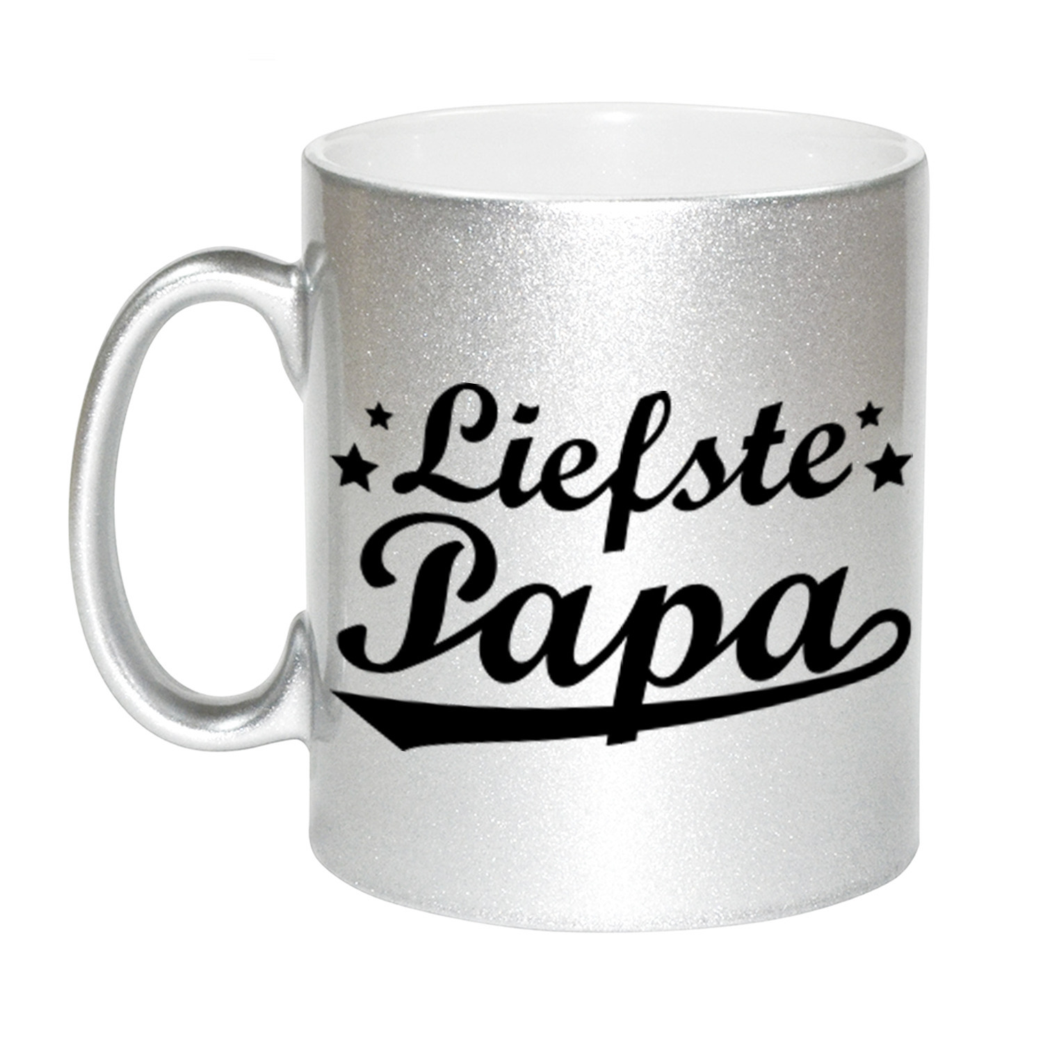 Liefste papa cadeau zilveren mok / beker voor Vaderdag 330 ml -