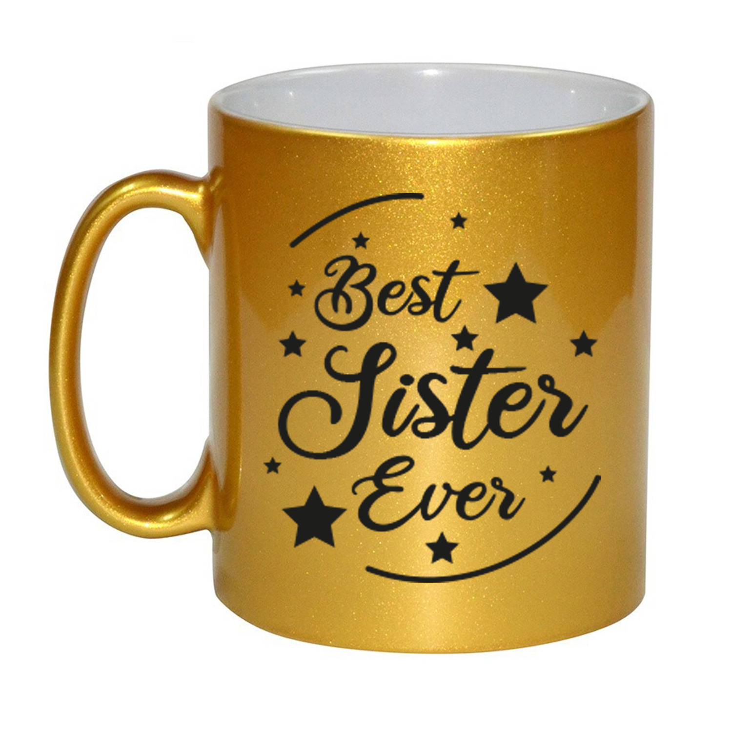 Gouden Best Sister Ever cadeau koffiemok / theebeker 330 ml -