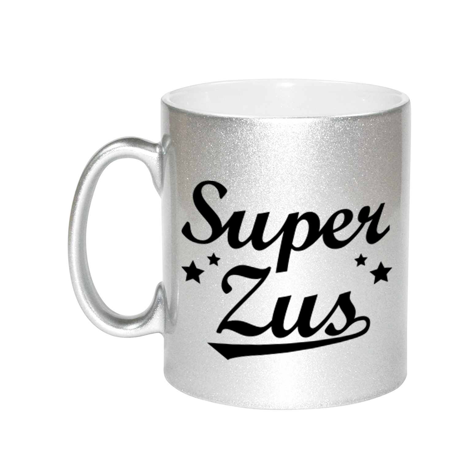 Super zus cadeau zilveren mok / beker sterren 330 ml -