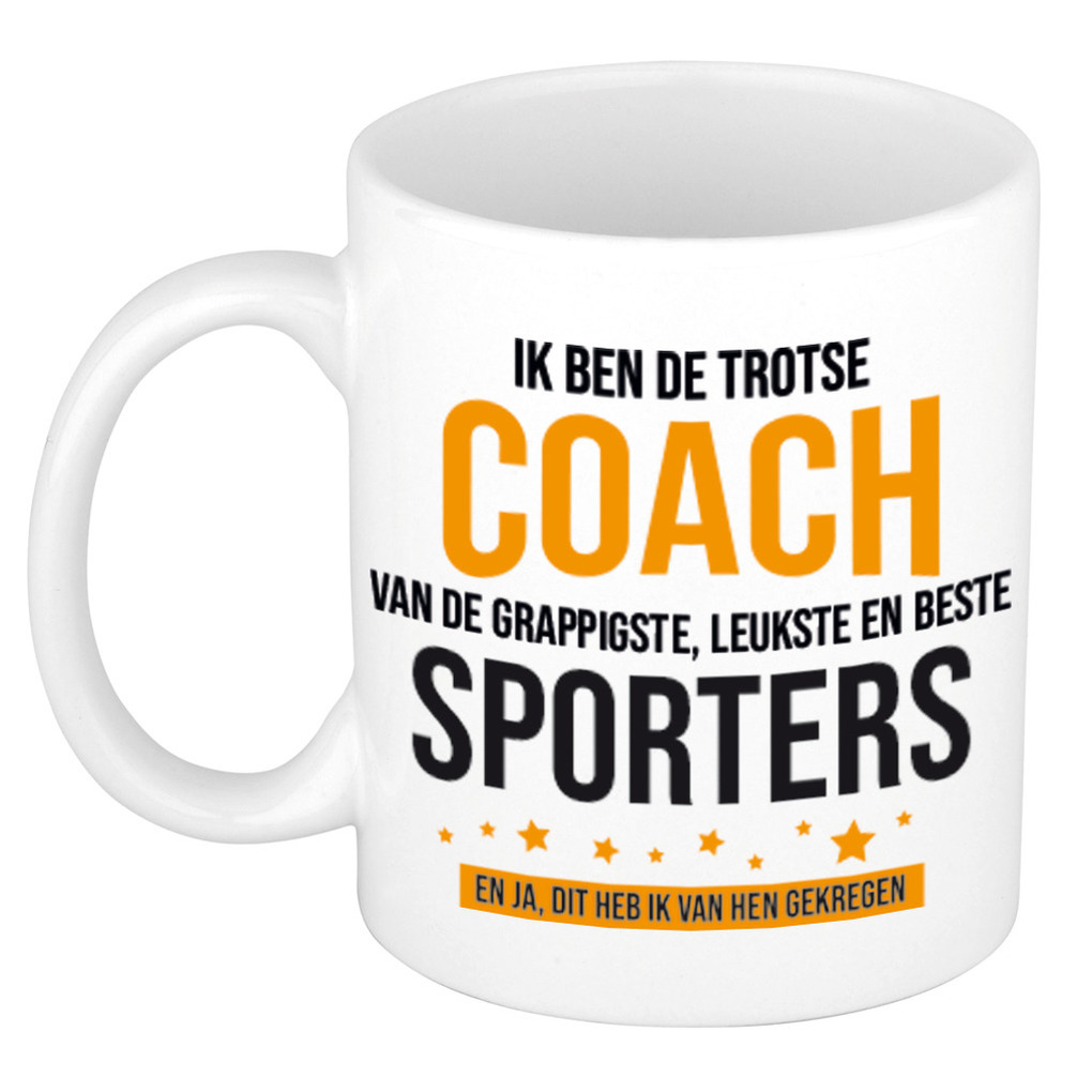 Trotse coach sporters cadeau koffiemok / theebeker 300 ml -