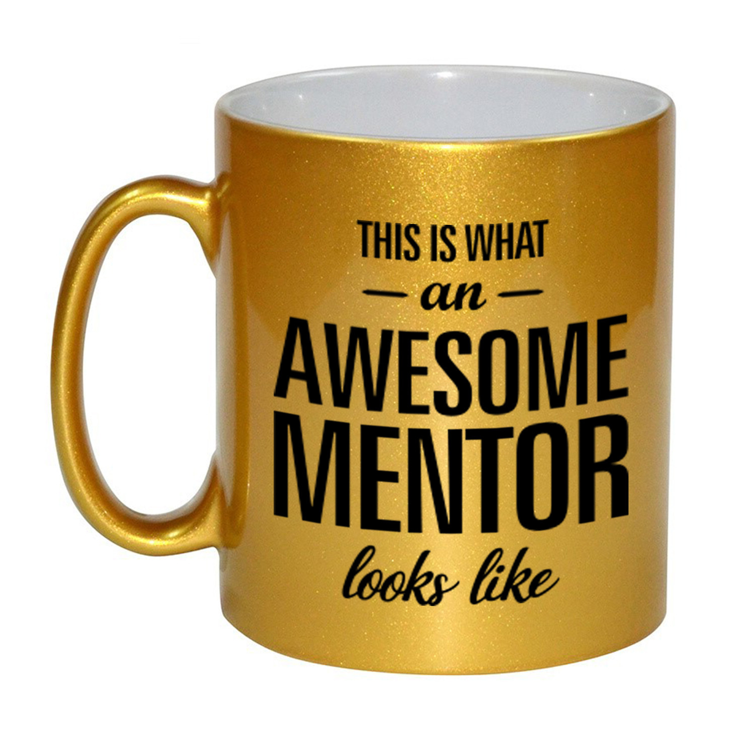 Awesome mentor cadeau mok / beker goud voor leraar 330 ml -
