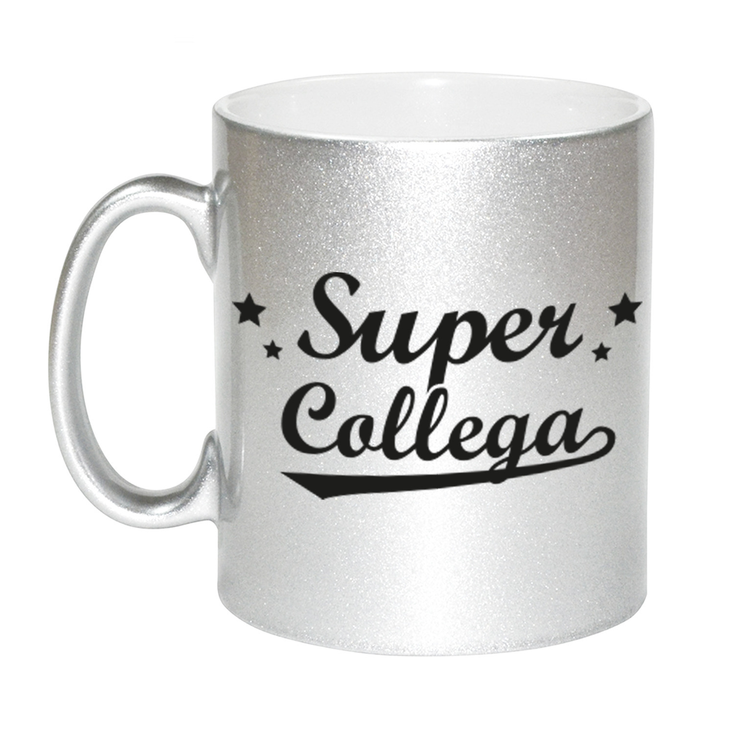 Super collega cadeau zilveren mok / beker sterren 330 ml -