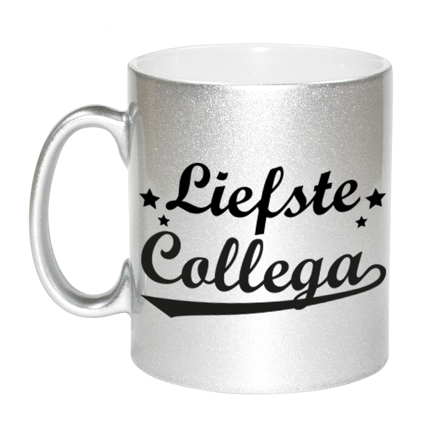 Liefste collega cadeau zilveren mok / beker sterren 330 ml -