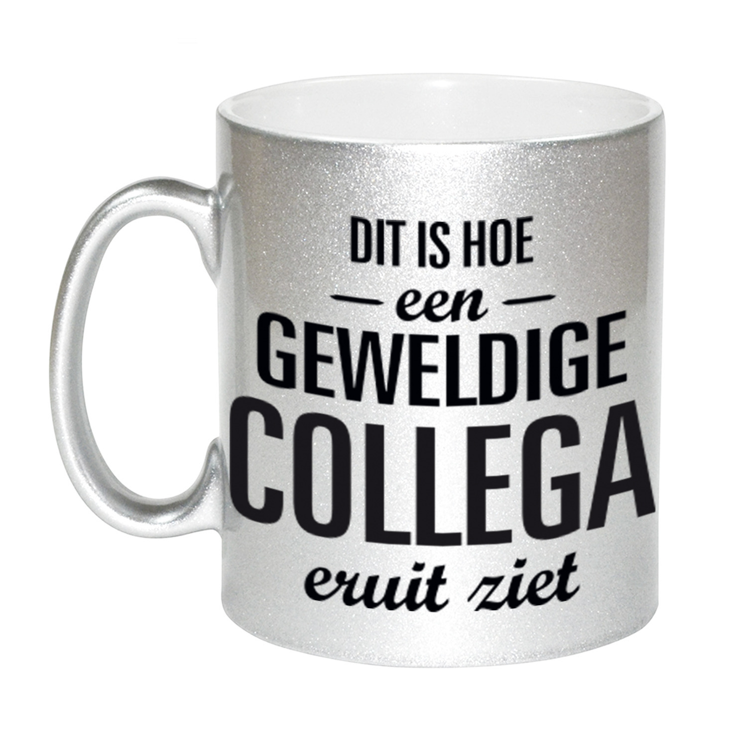 Zilveren geweldige collega cadeau koffiemok / theebeker 330 ml -