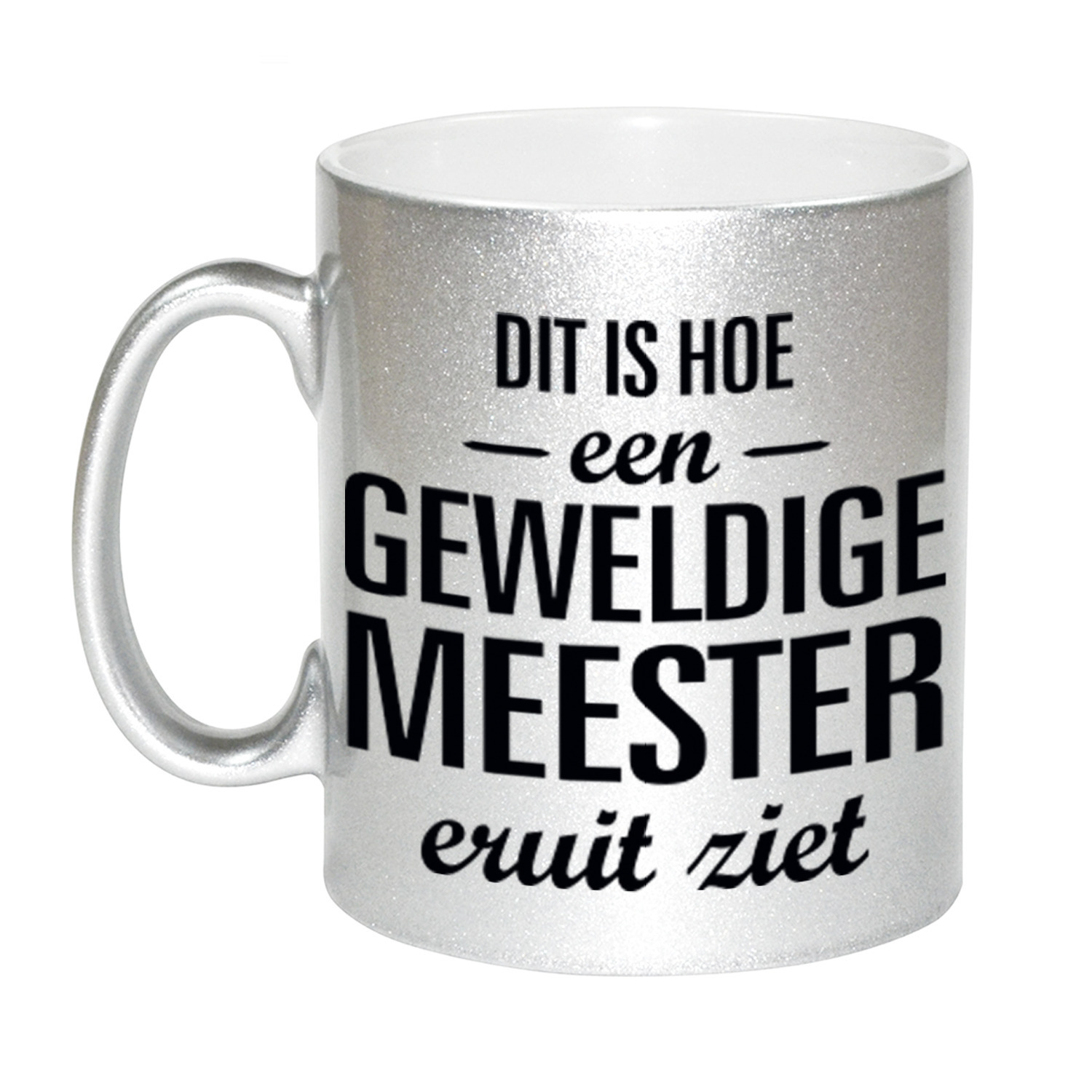 Zilveren geweldige meester cadeau koffiemok / theebeker 330 ml -
