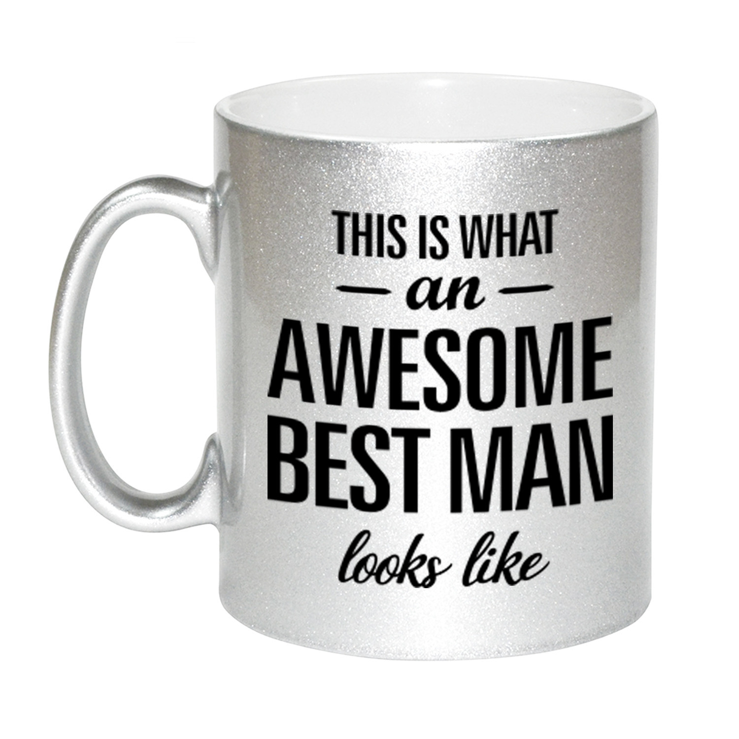 Awesome best man cadeau mok / beker voor bruiloft getuige zilver 330 ml -