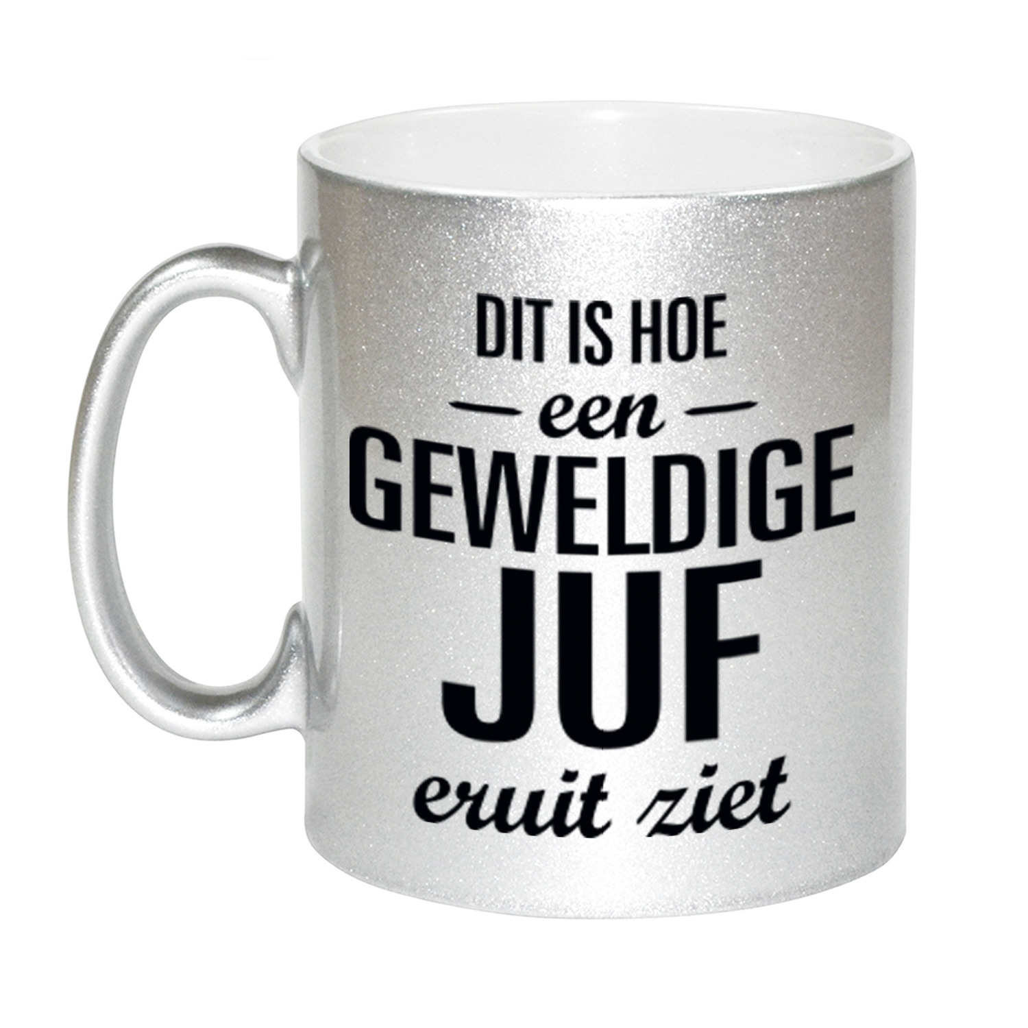 Zilveren geweldige juf cadeau koffiemok / theebeker 330 ml -
