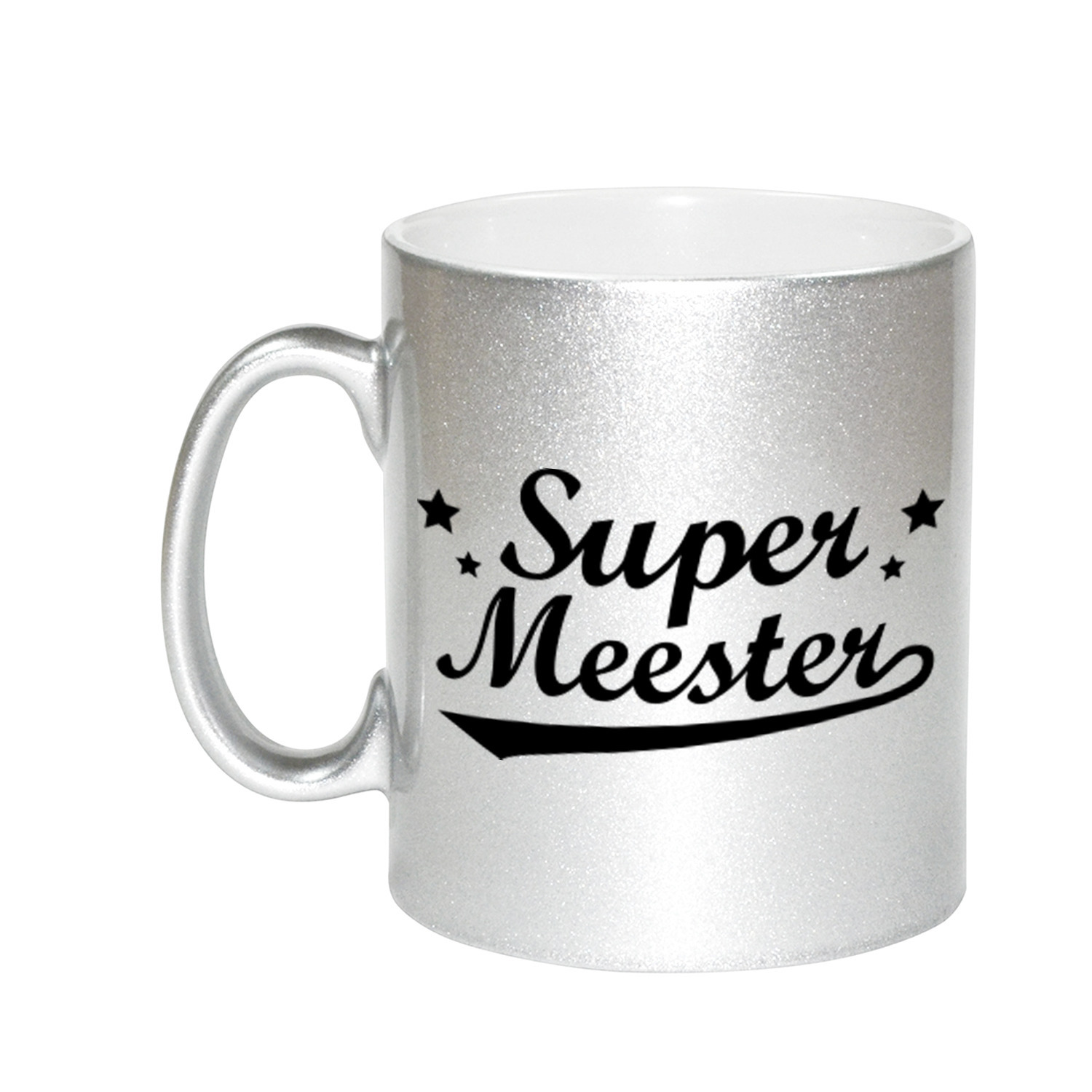 Super meester bedankt zilveren mok / beker 330 ml -