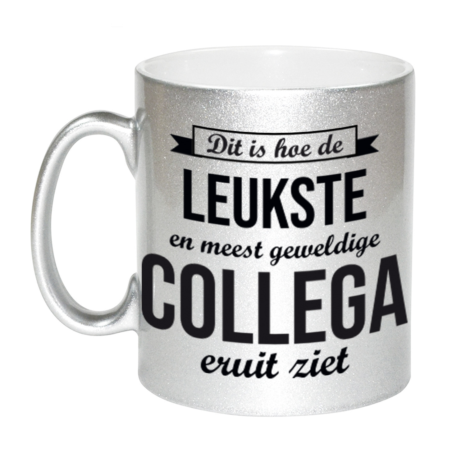 Zilveren leukste en meest geweldige collega cadeau koffiemok / theebeker 330 ml -