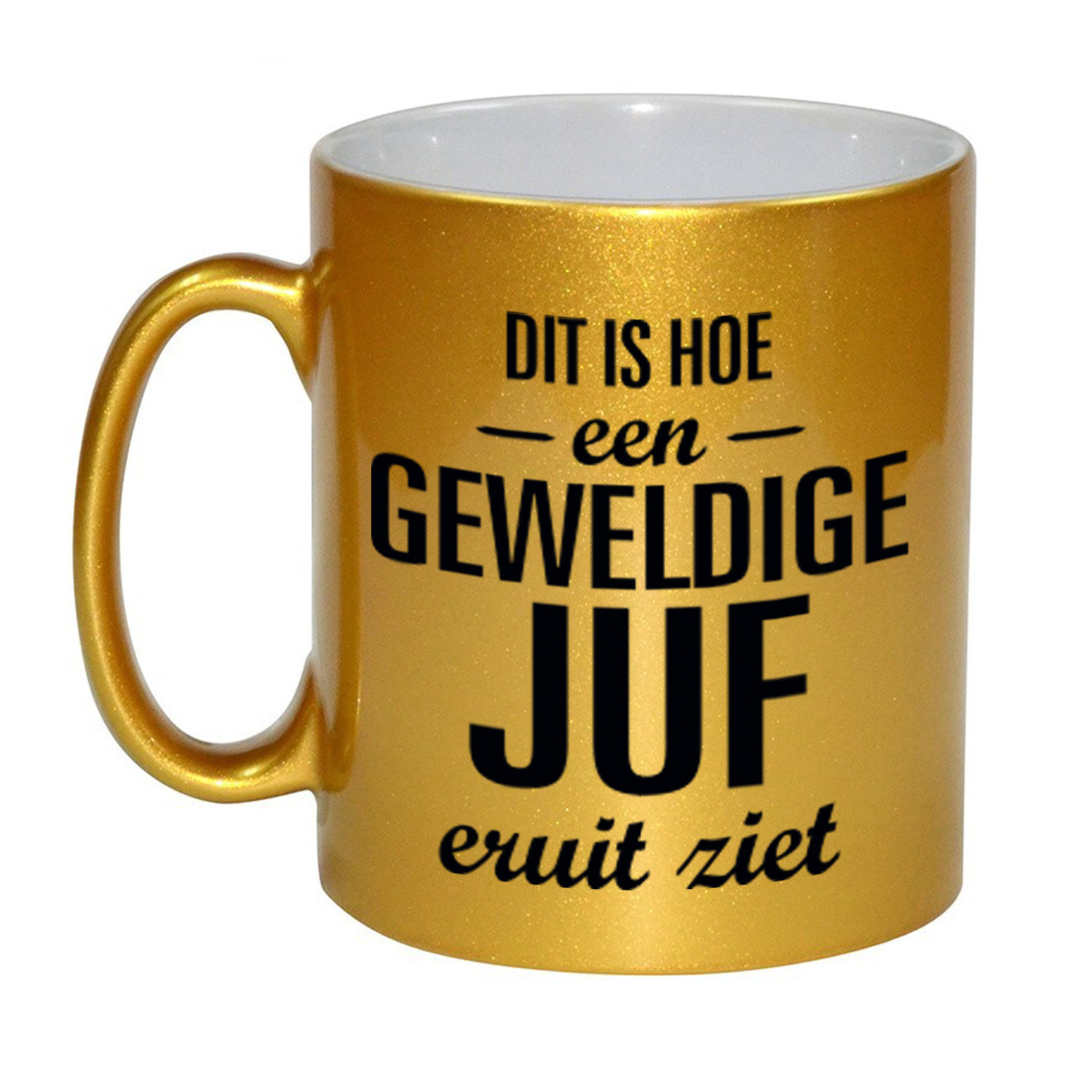 Gouden geweldige juf cadeau koffiemok / theebeker 330 ml -