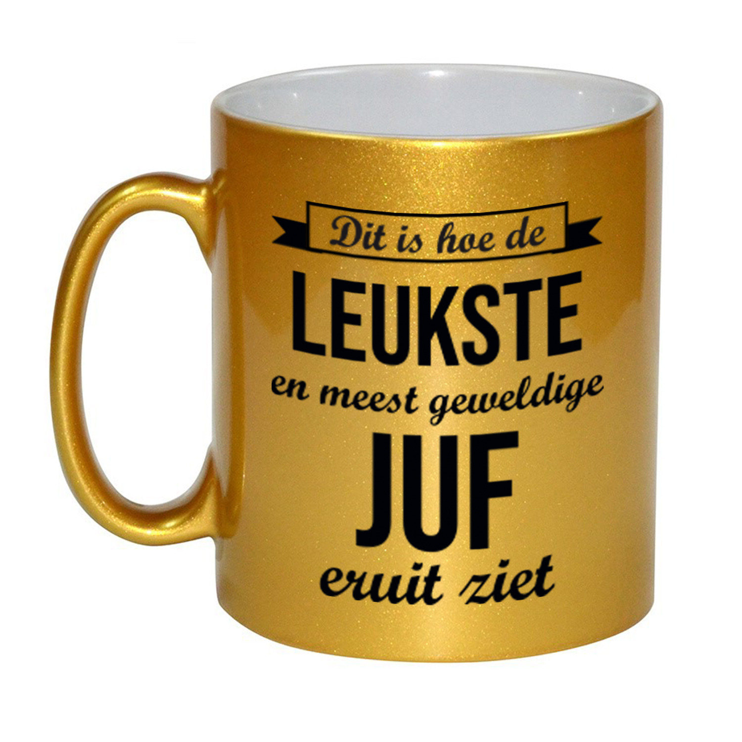 Gouden leukste en meest geweldige juf cadeau koffiemok / theebeker 330 ml -