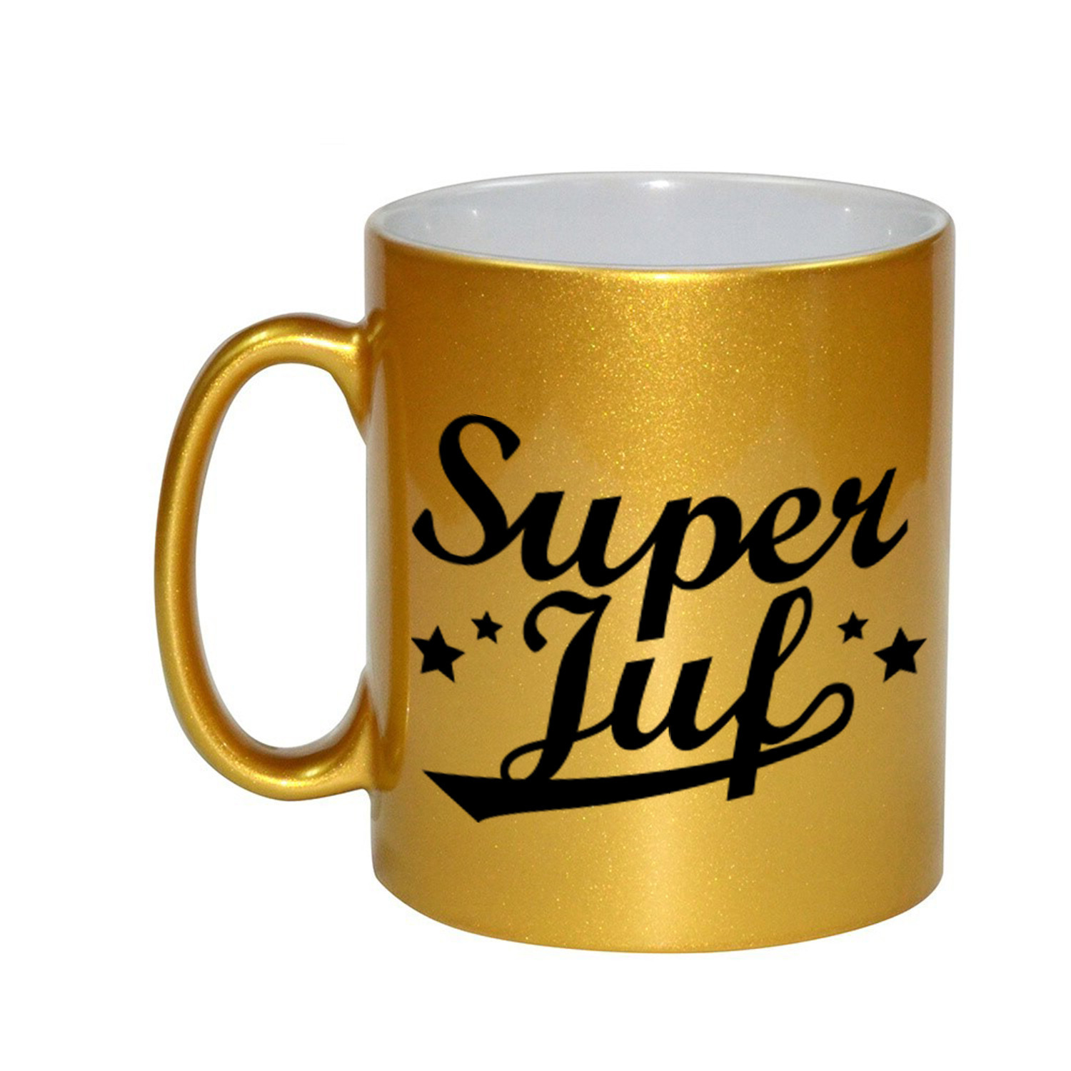 Super juf bedankt gouden mok / beker 330 ml -