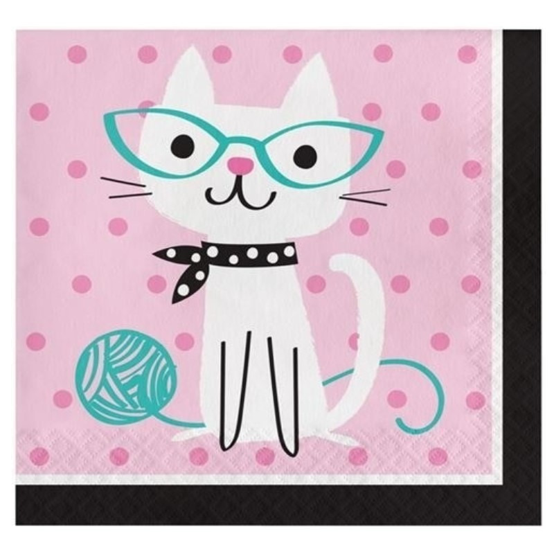 48x Katten/poezen thema servetten -