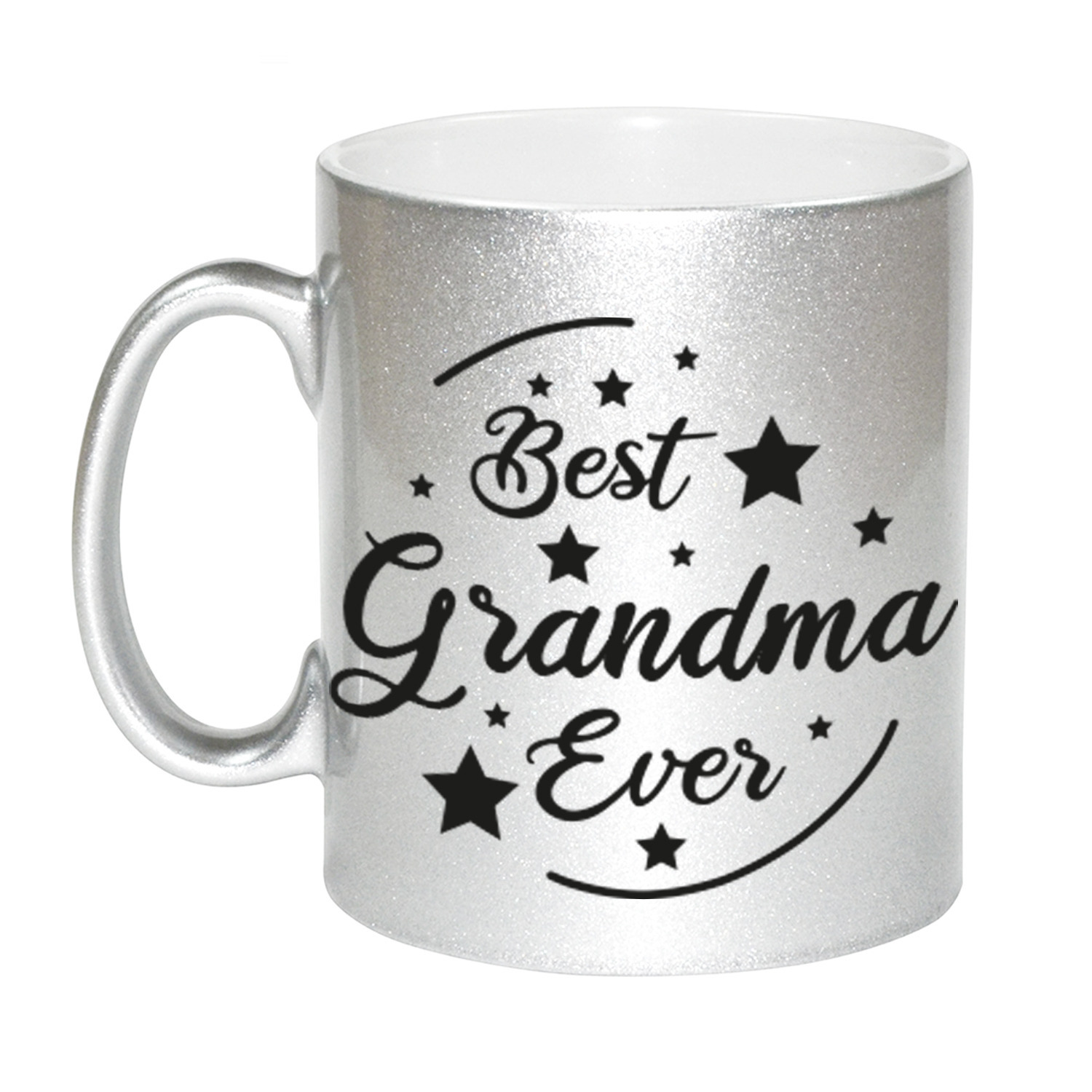 Zilveren Best Grandma Ever cadeau koffiemok / theebeker 330 ml -