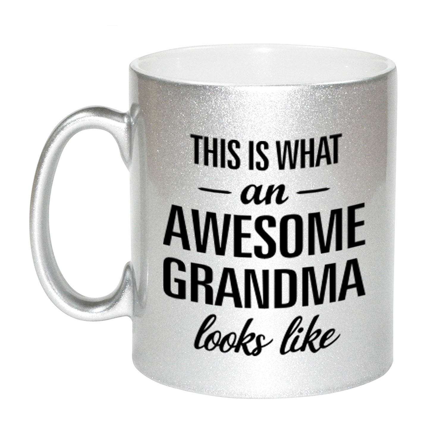 Awesome grandma / oma zilveren cadeau mok / beker 330 ml -