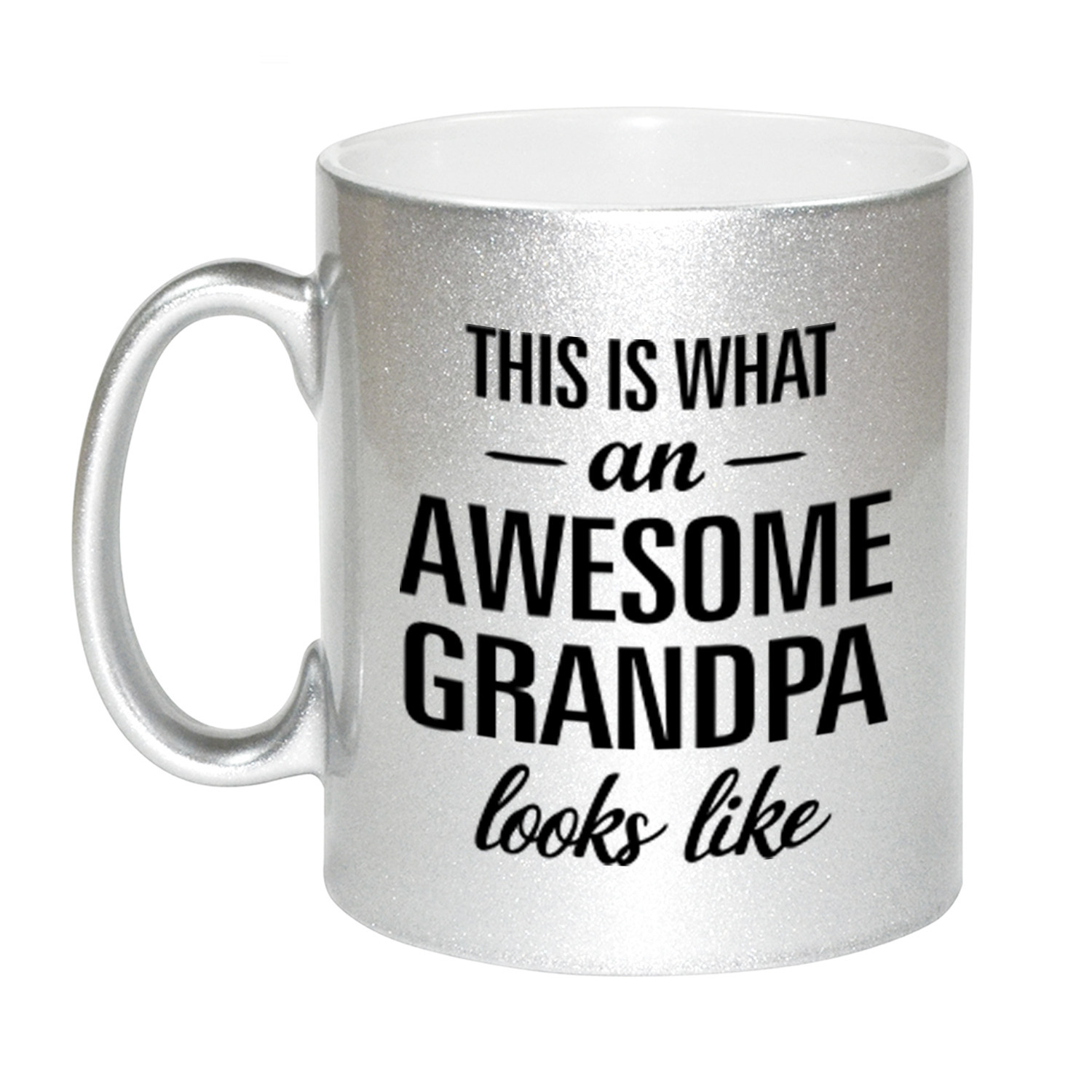 Awesome grandpa / opa zilveren cadeau mok / beker 330 ml -