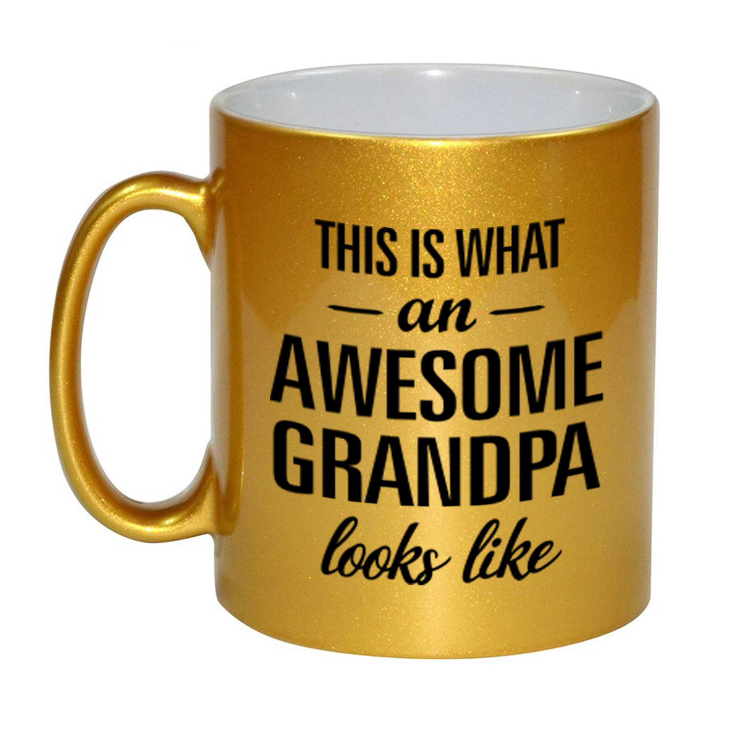 Awesome grandpa / opa gouden cadeau mok / beker 330 ml -
