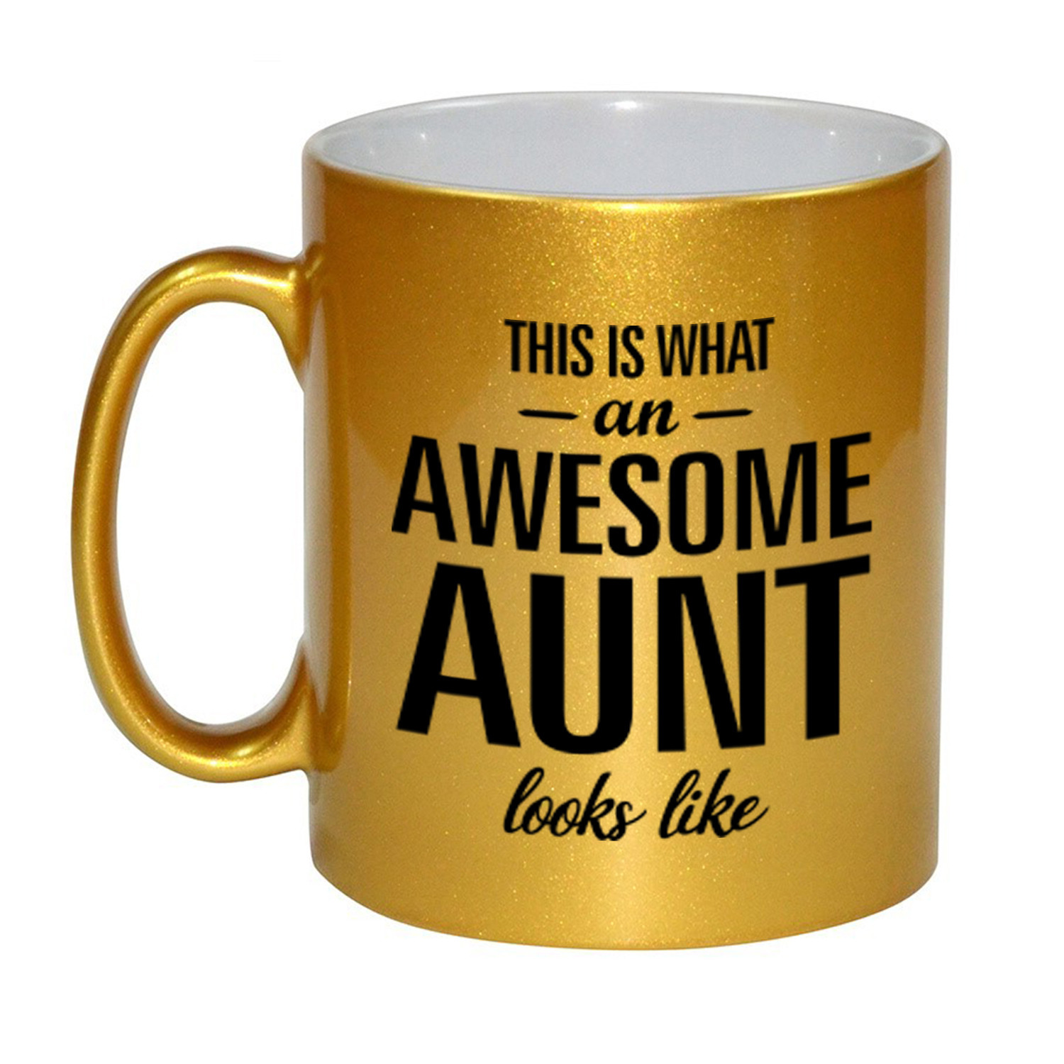 Awesome aunt /tante gouden cadeau mok / beker 330 ml -