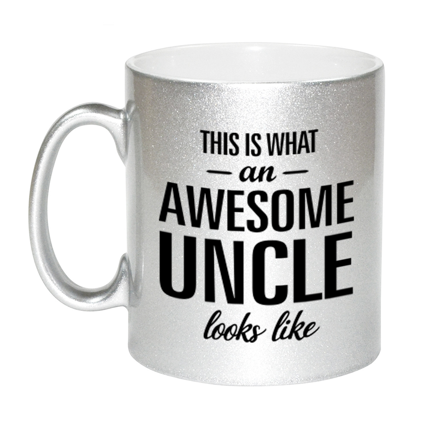Awesome uncle / oom zilveren cadeau mok / beker 330 ml -