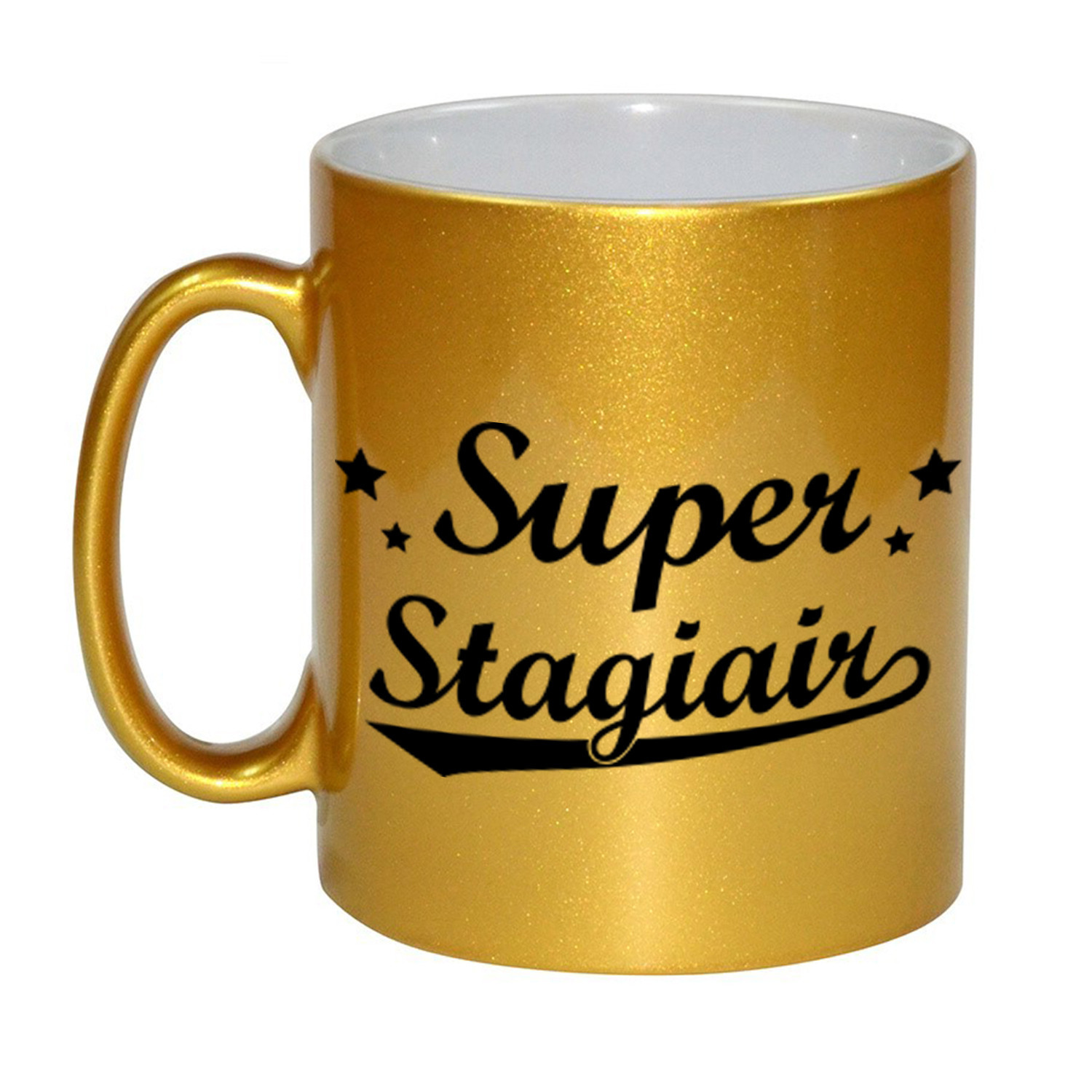 Super stagiair gouden cadeau mok / beker met sterren 330 ml -