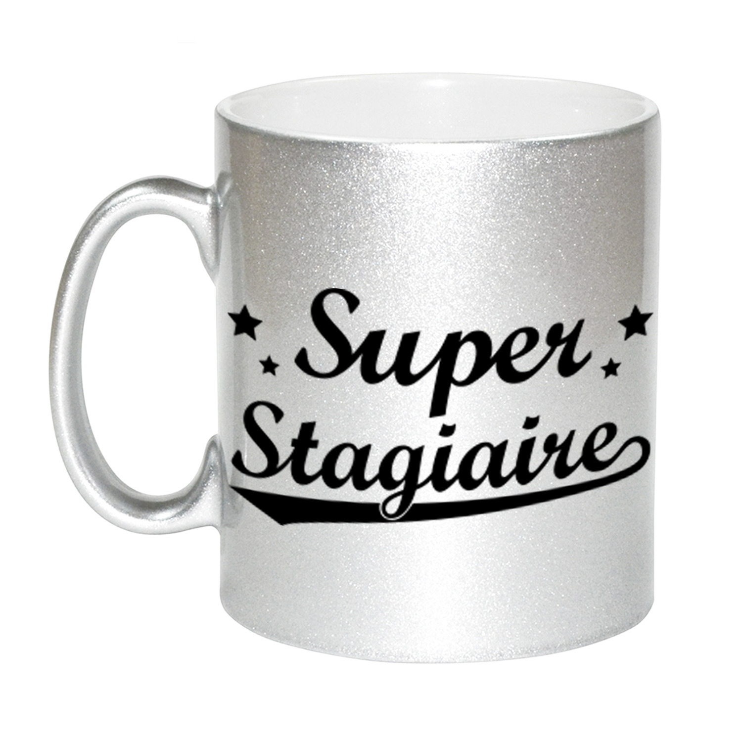 Super stagiaire zilveren cadeau mok / beker met sterren 330 ml -