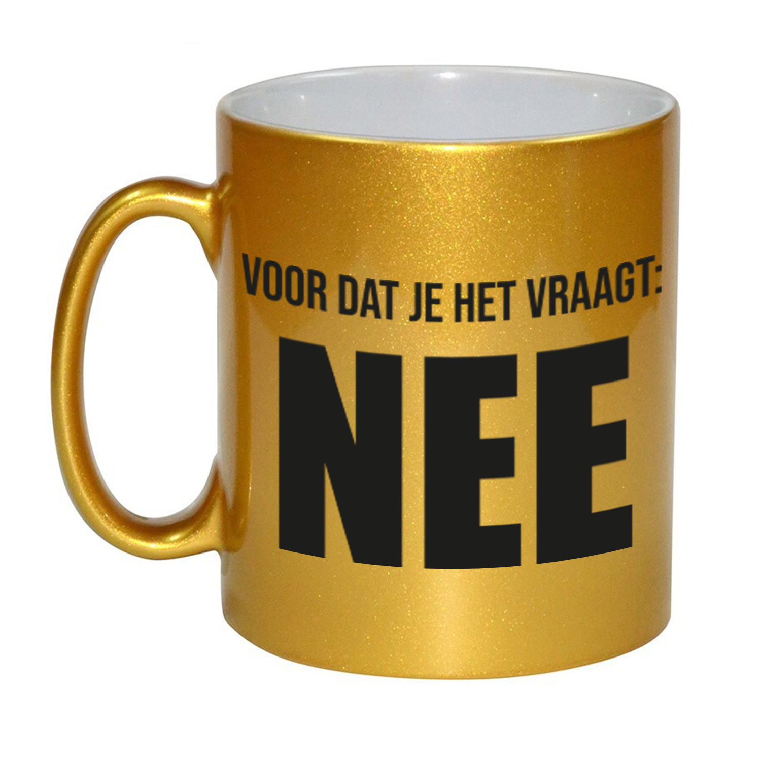 Verjaardag cadeau mok - goud/zwart - grappige tekst - 300 ml - keramiek -