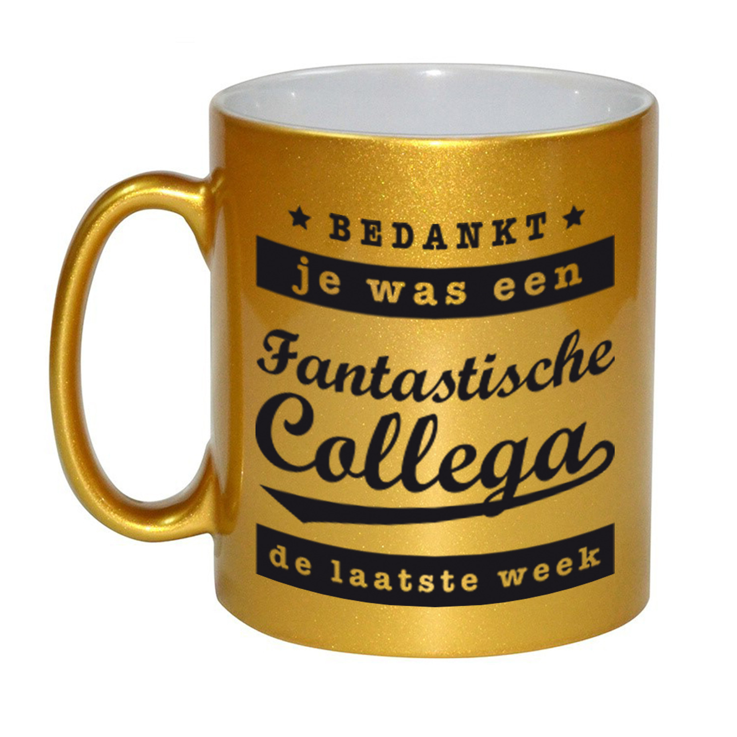 Fantastische collega laatste week mok / beker goud bedankt cadeau collega 330 ml -