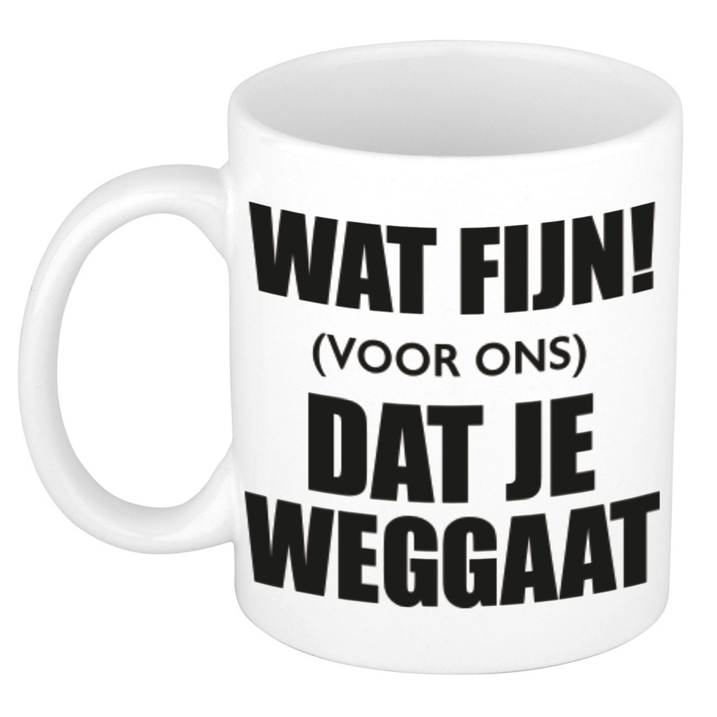 Wat fijn dat je weggaat pensioen mok / beker wit 300 ml -