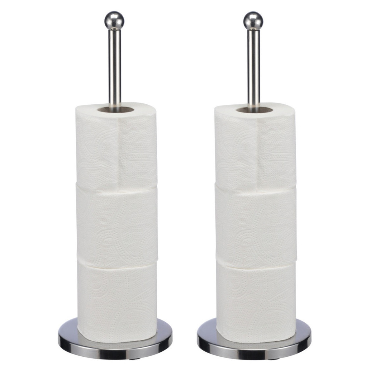 2x RVS wc/toiletrol houders 42 cm -