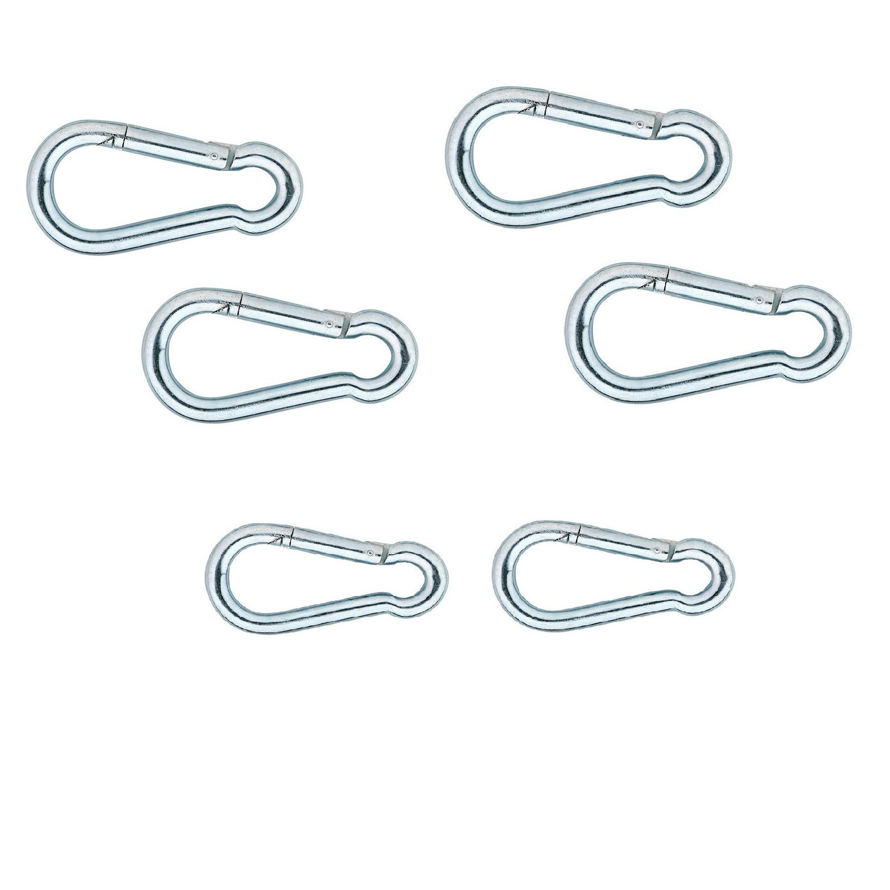 6x stuks karabijnhaak / karabijnhaken verzinkt staal 12 cm / 10 cm / 8 cm -