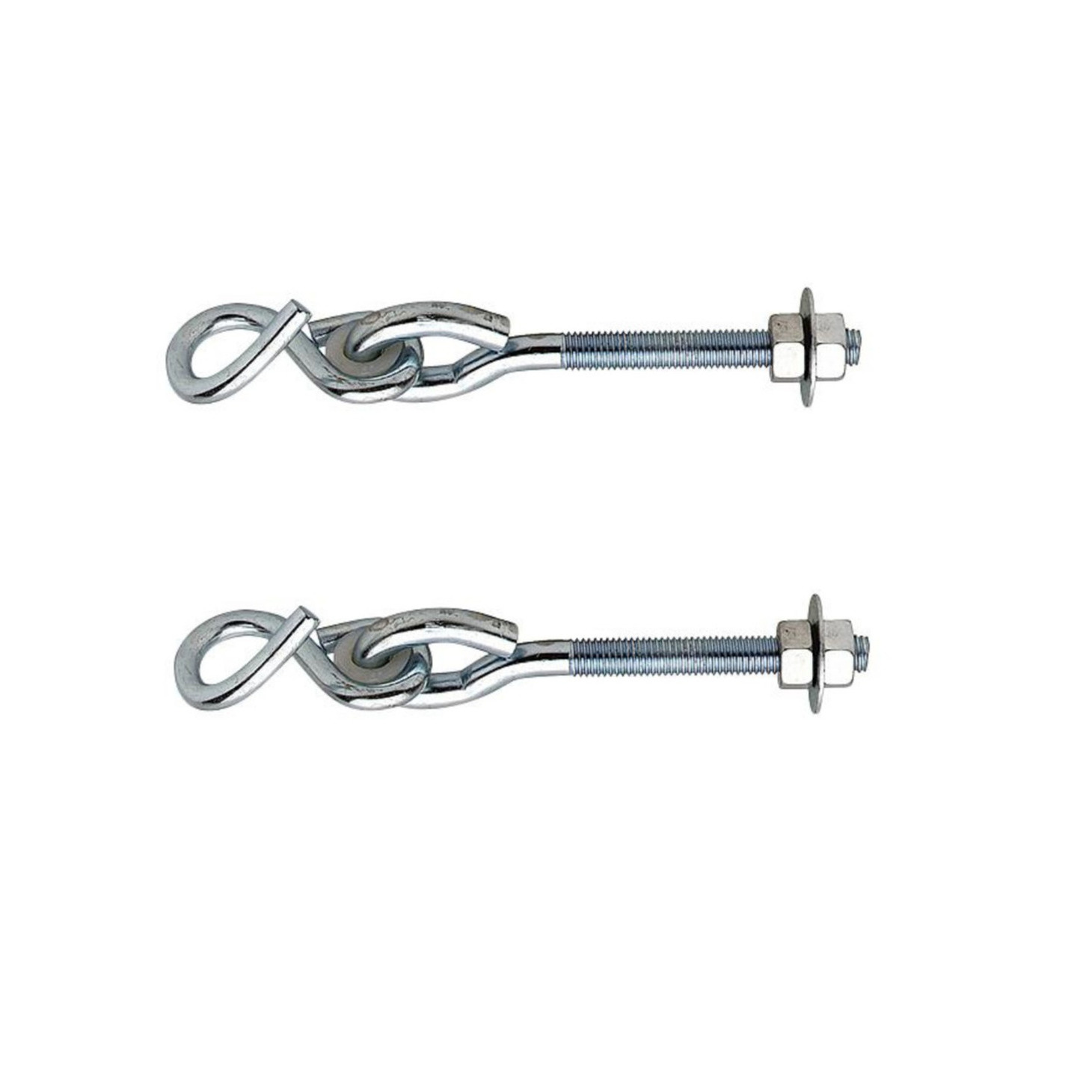 2x stuks bevestigingshaken / schommelhaken verzinkt met S-haak en kunststof bus 18 x 1,1 cm -