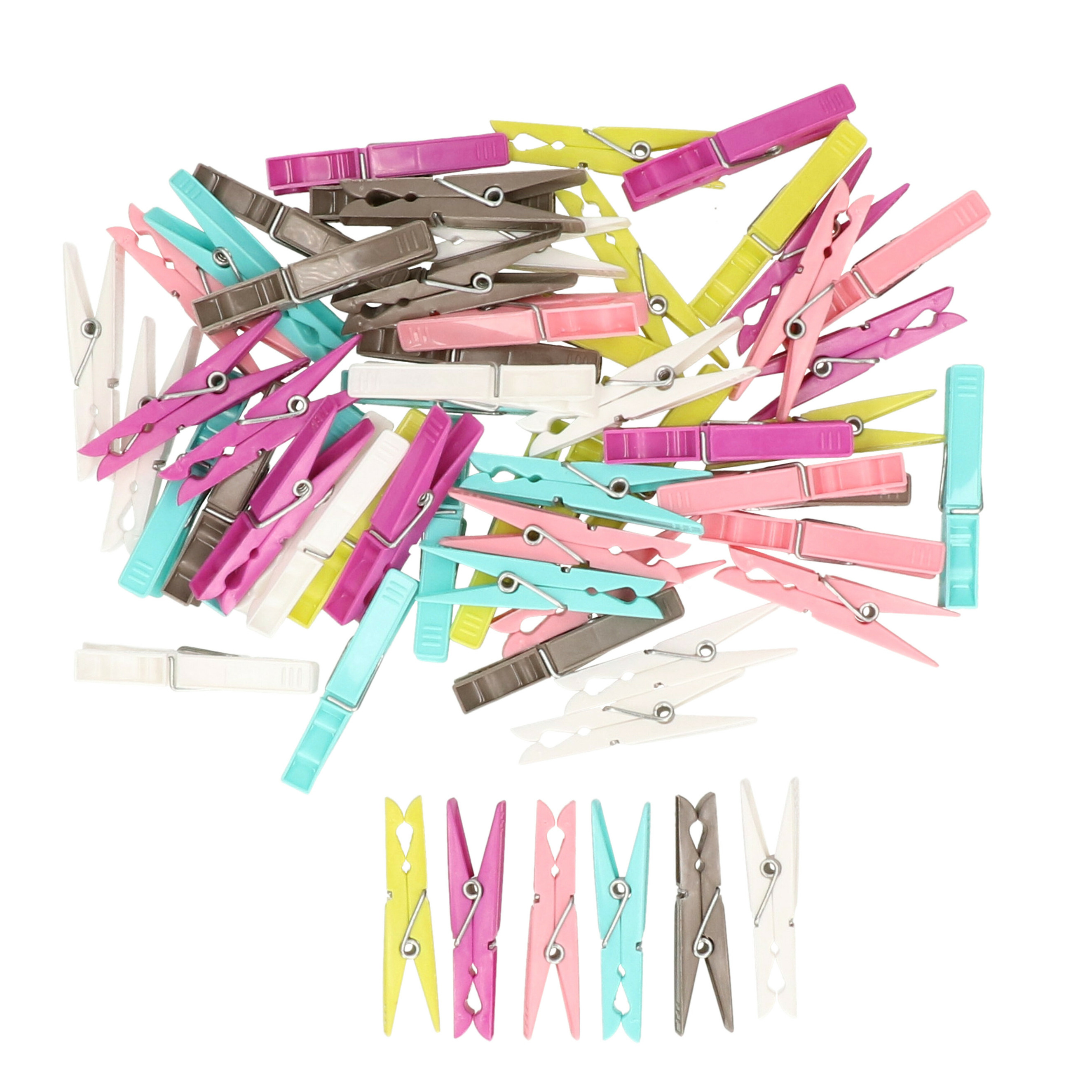Wasknijpers set - 100 stuks - gekleurd - kunststof - 7 cm - was ophangen -