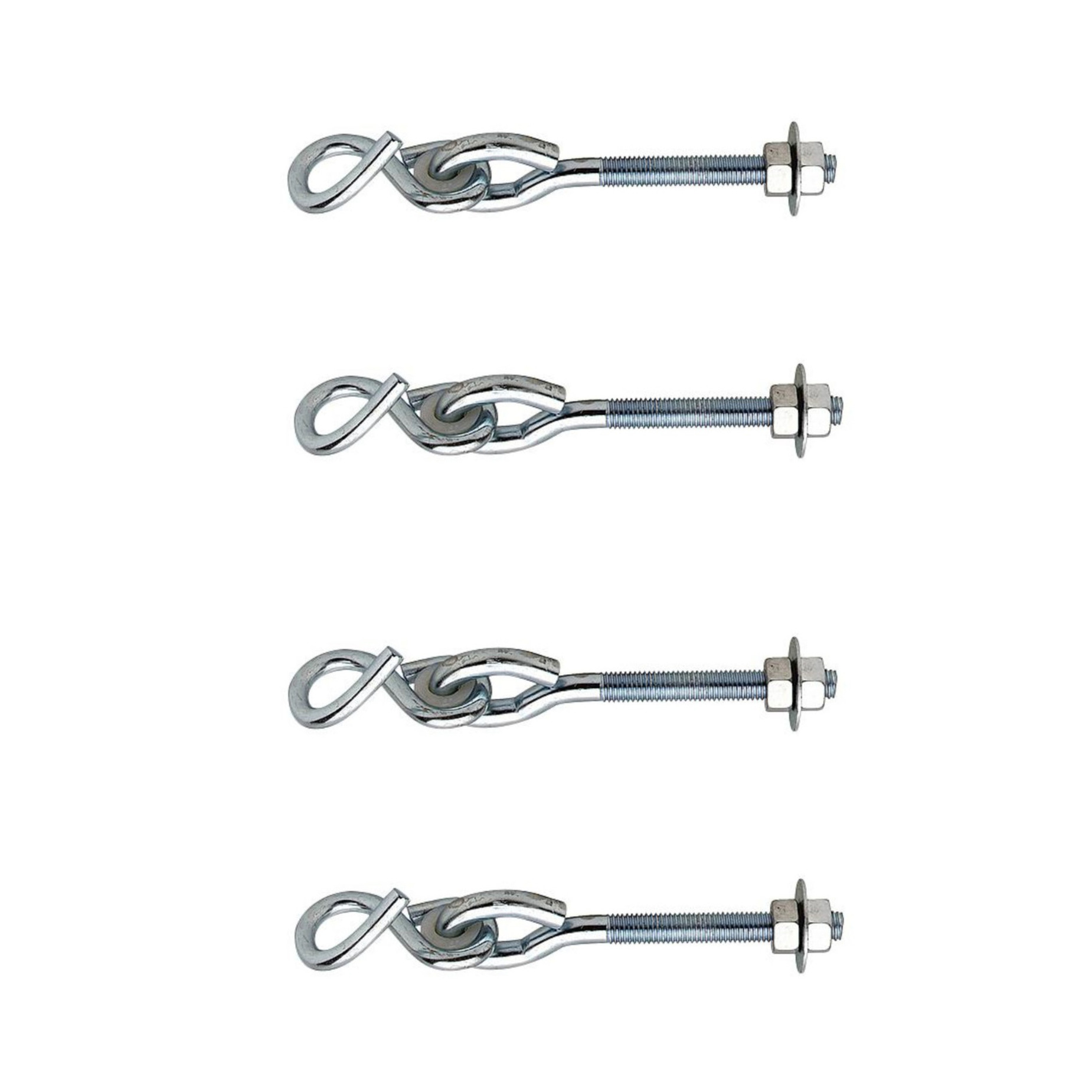 4x stuks bevestigingshaken / schommelhaken verzinkt met S-haak en kunststof bus 18 x 1,1 cm -