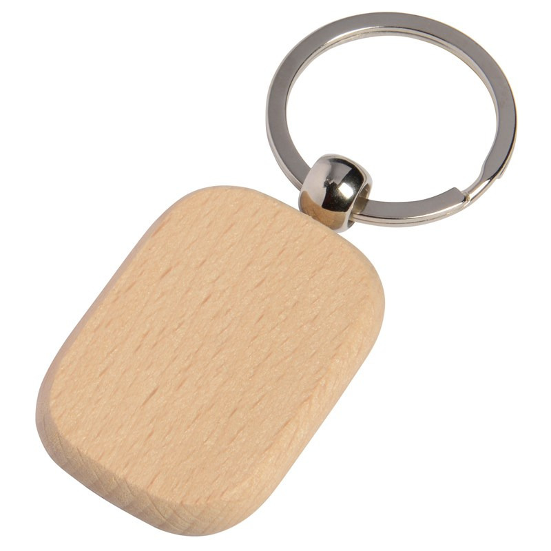 Houten sleutelhangers - 10x stuks - met metalen ring - 8 cm - Hotel/B&B/Huis -