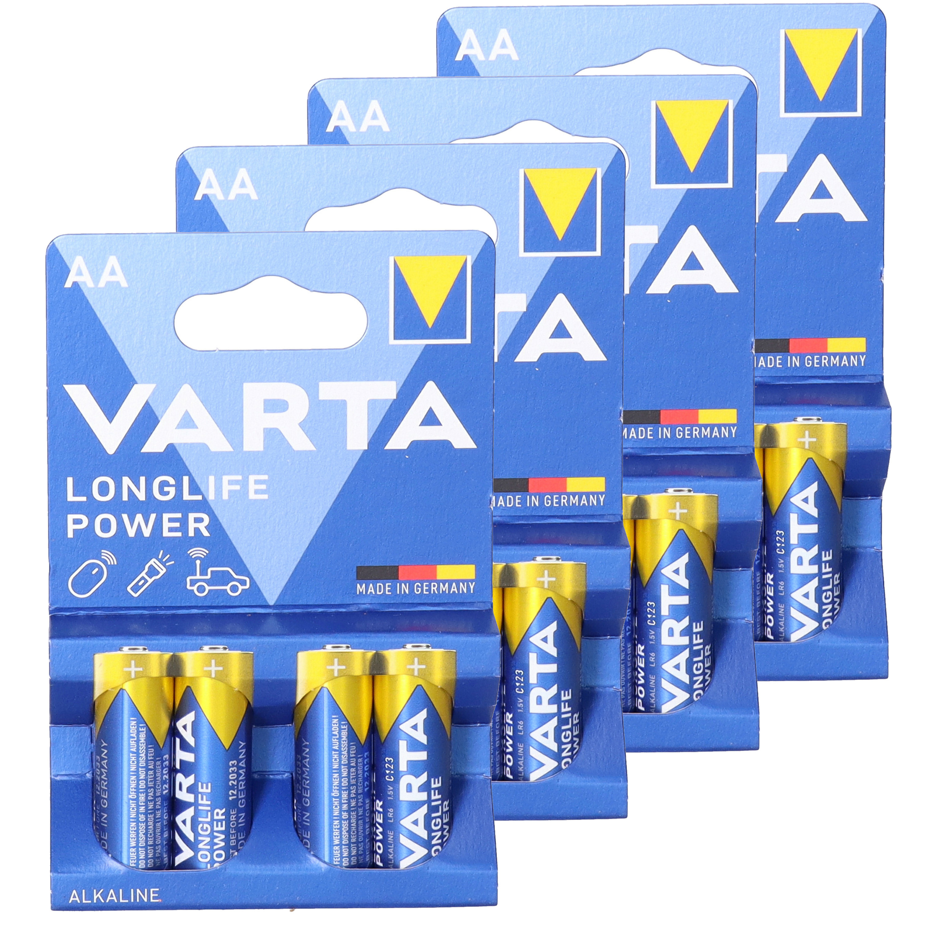 16x Varta Alkaline AA batterijen longlife power 1.5 V -