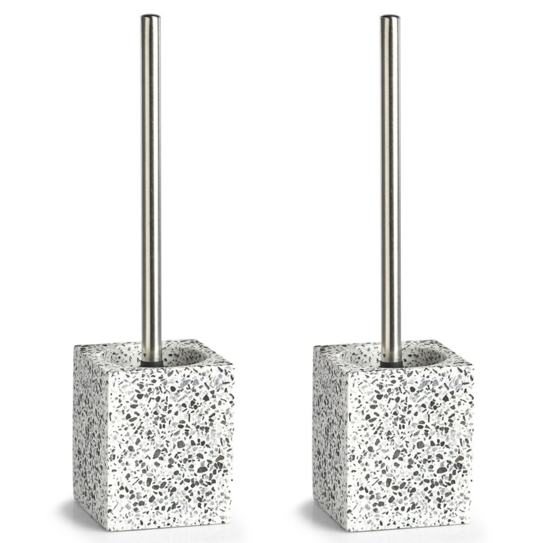 2x Toiletborstels met mozaiek decoratie 38 cm -
