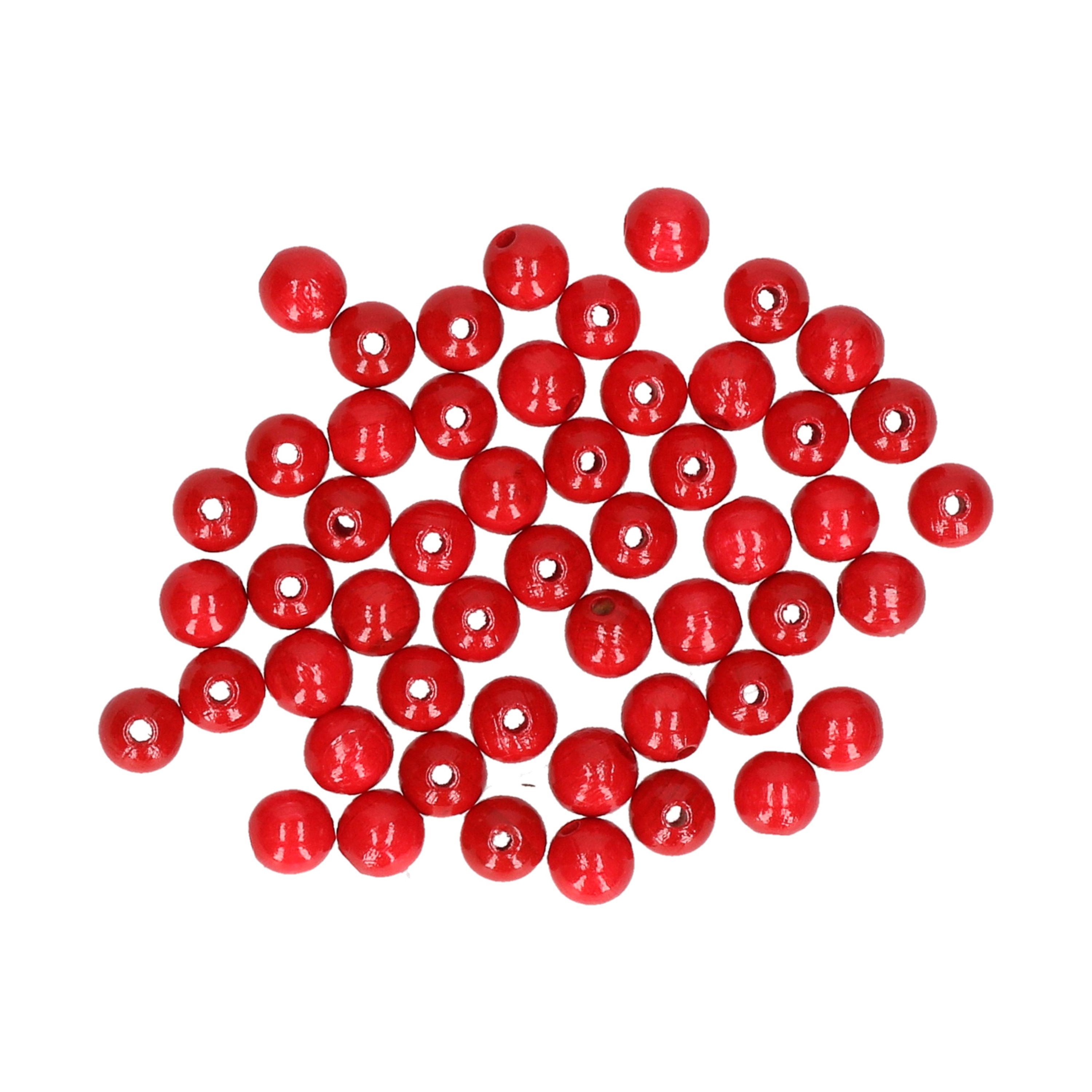 Hobby kralen van hout Dia 10mm - 104x stuks - Rood - DIY sieraden maken - Kralen rijgen -