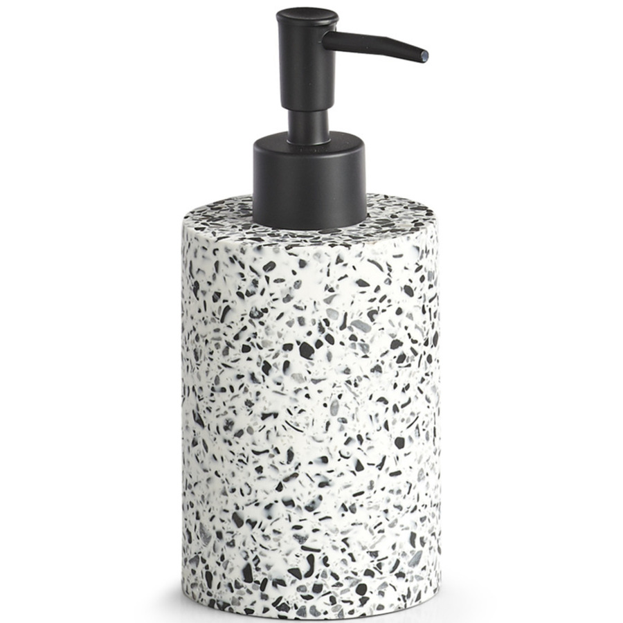 Zeeppompje/dispenser - kunststeen - terrazzo - 8 x 17 cm -