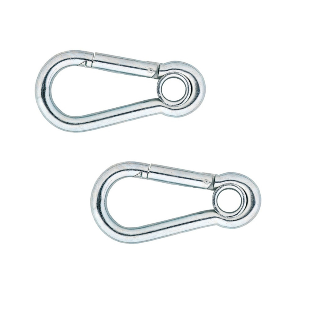 2x stuks karabijnhaak / karabijnhaken verzinkt staal met kous 10 cm -