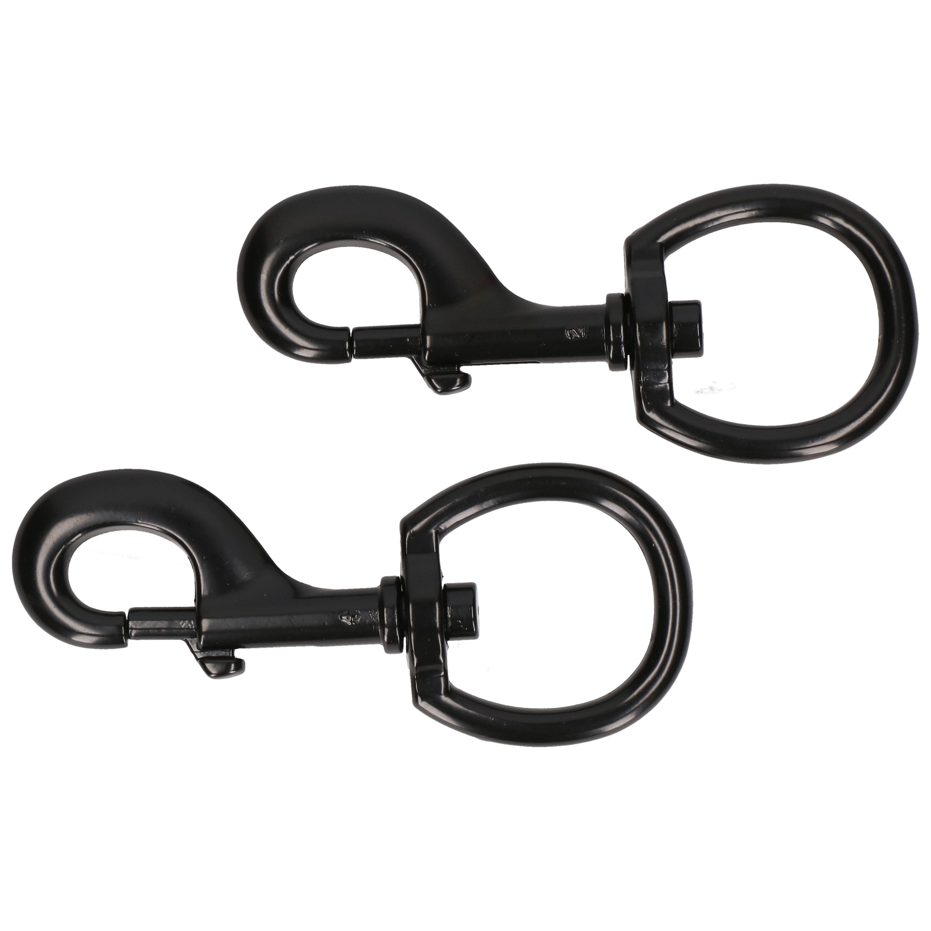 2x stuks musketonhaak / musketonhaken zwart gelakt 11 x 2,8 cm -