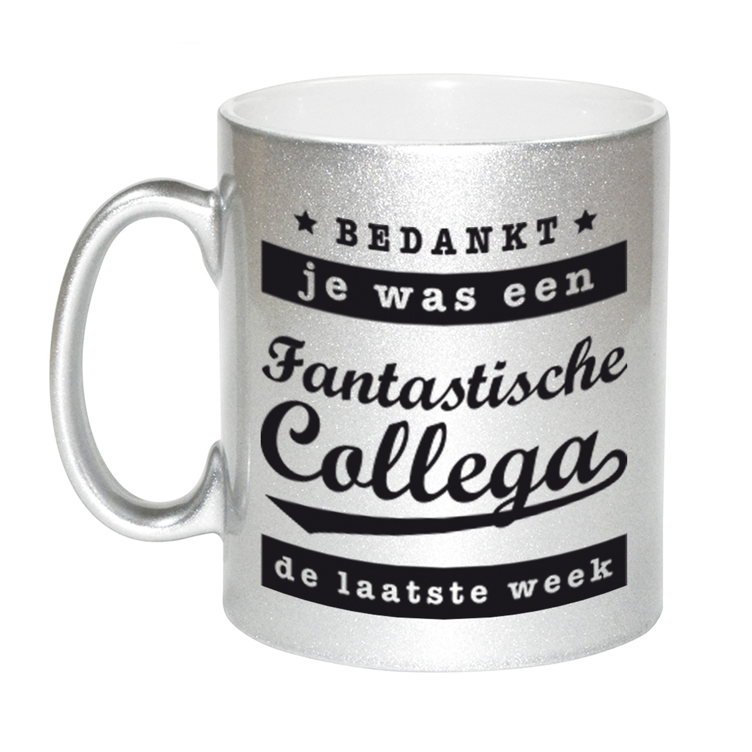 Fantastische collega laatste week mok / beker zilver bedankt cadeau collega 330 ml -