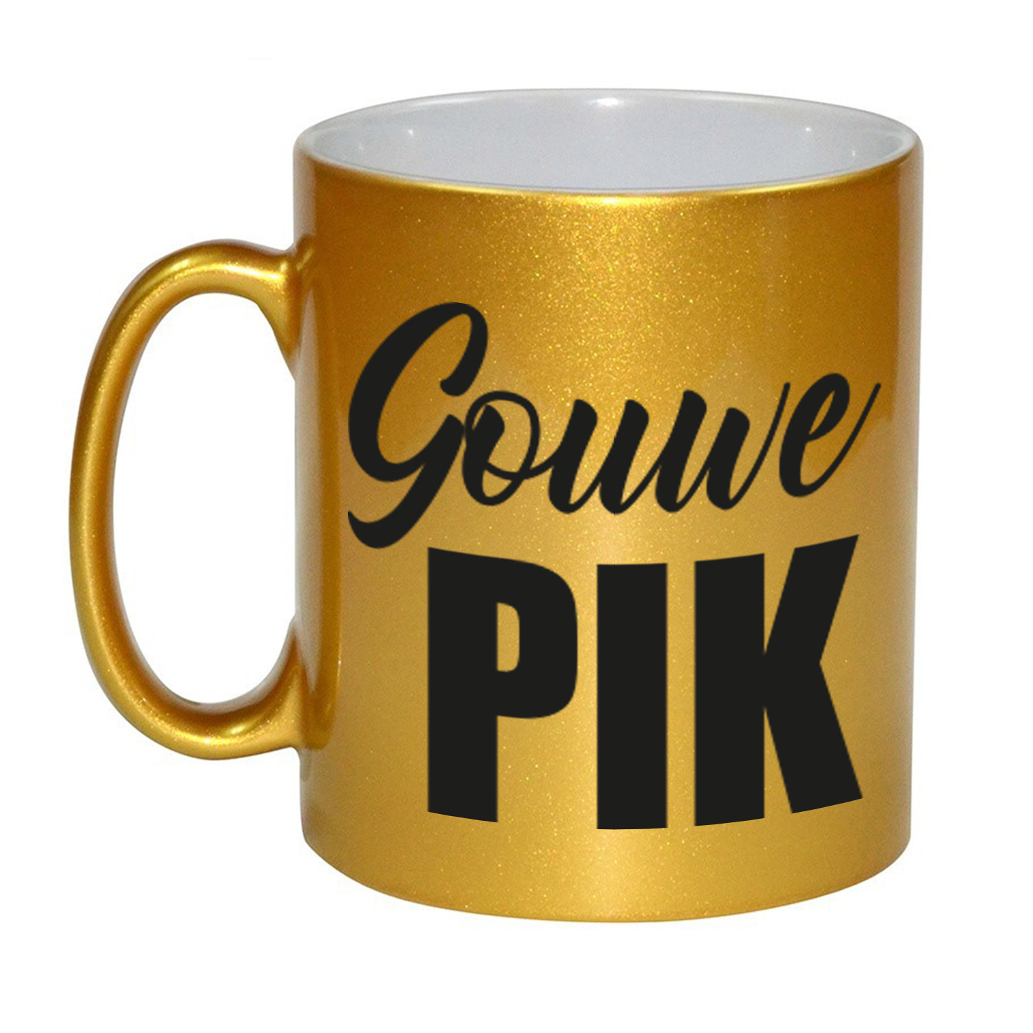 Gouwe pik cadeau mok / beker goud cadeau collega / opa / papa / vriend / familie / abraham 330 ml -