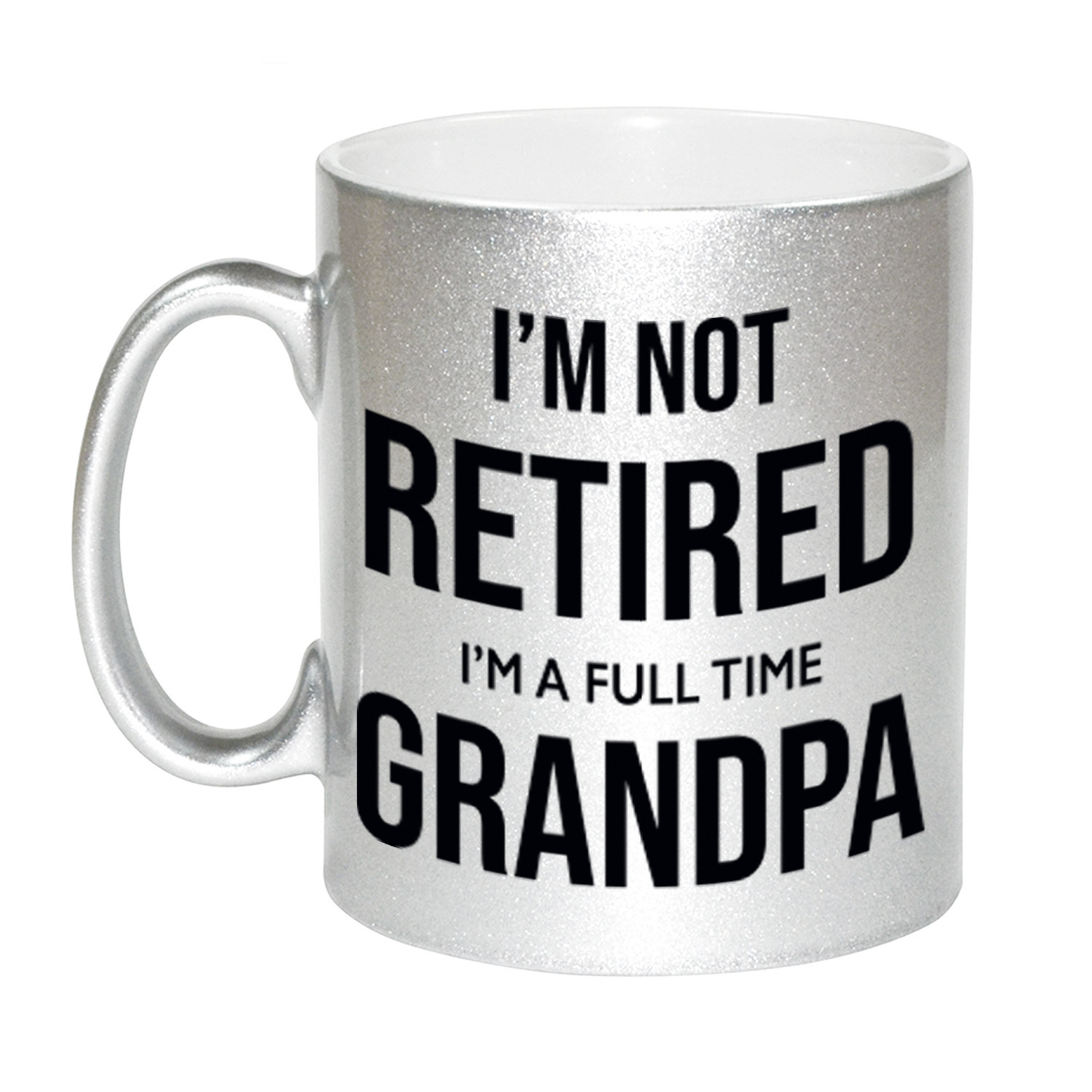 Im not retired im a full time grandpa / opa pensioen mok / beker zilver afscheidscadeau 330 ml -