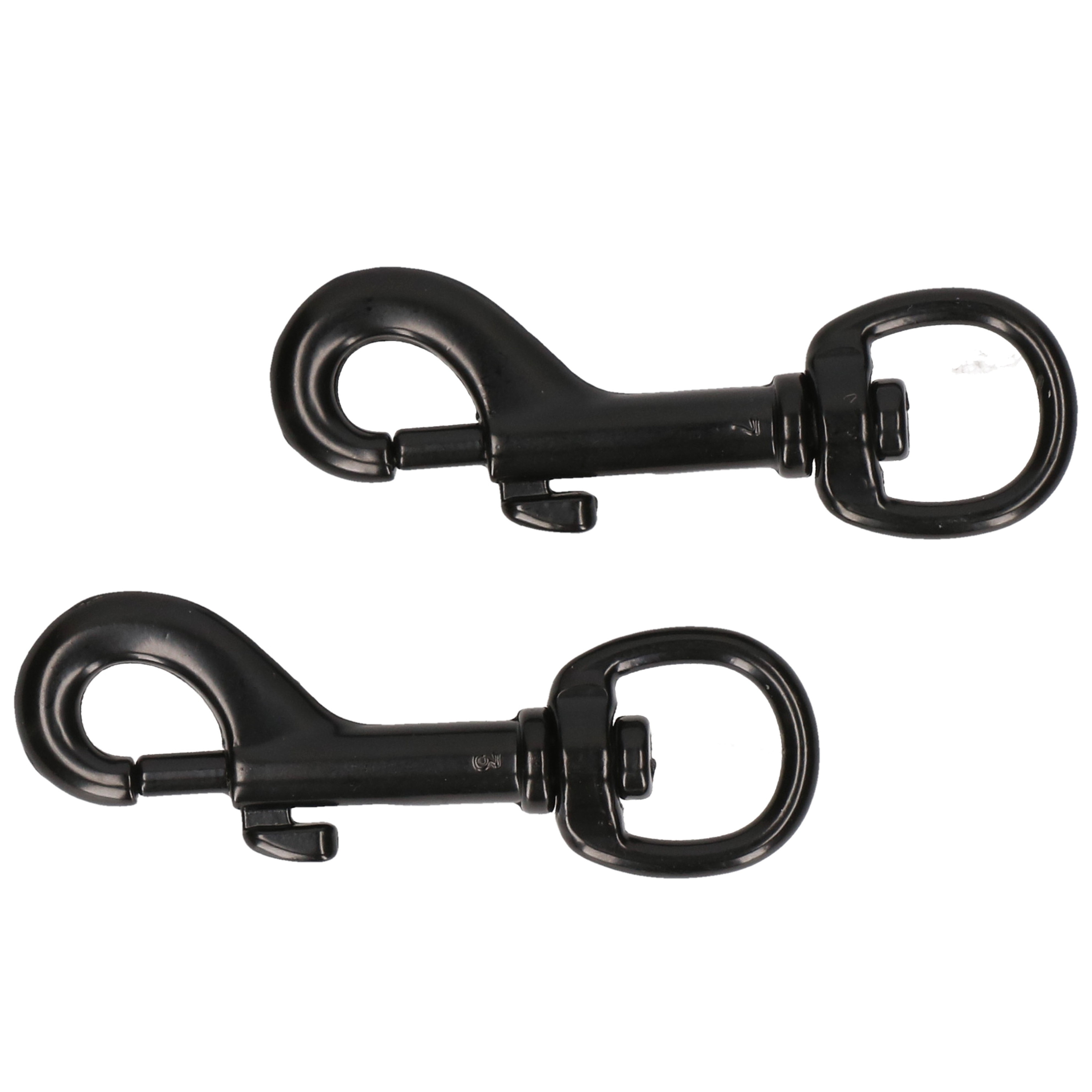 2x stuks musketonhaak / musketonhaken zwart gelakt 8,1 x 1,6 cm -